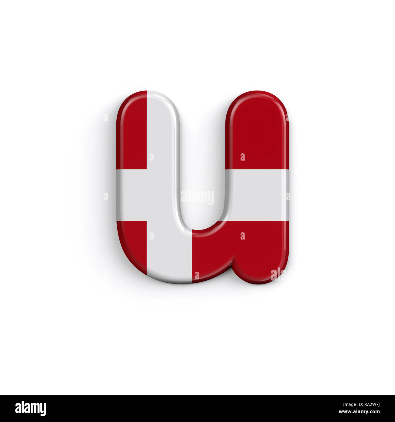 Denmark letter U - Small 3d Danish flag font isolated on white ...