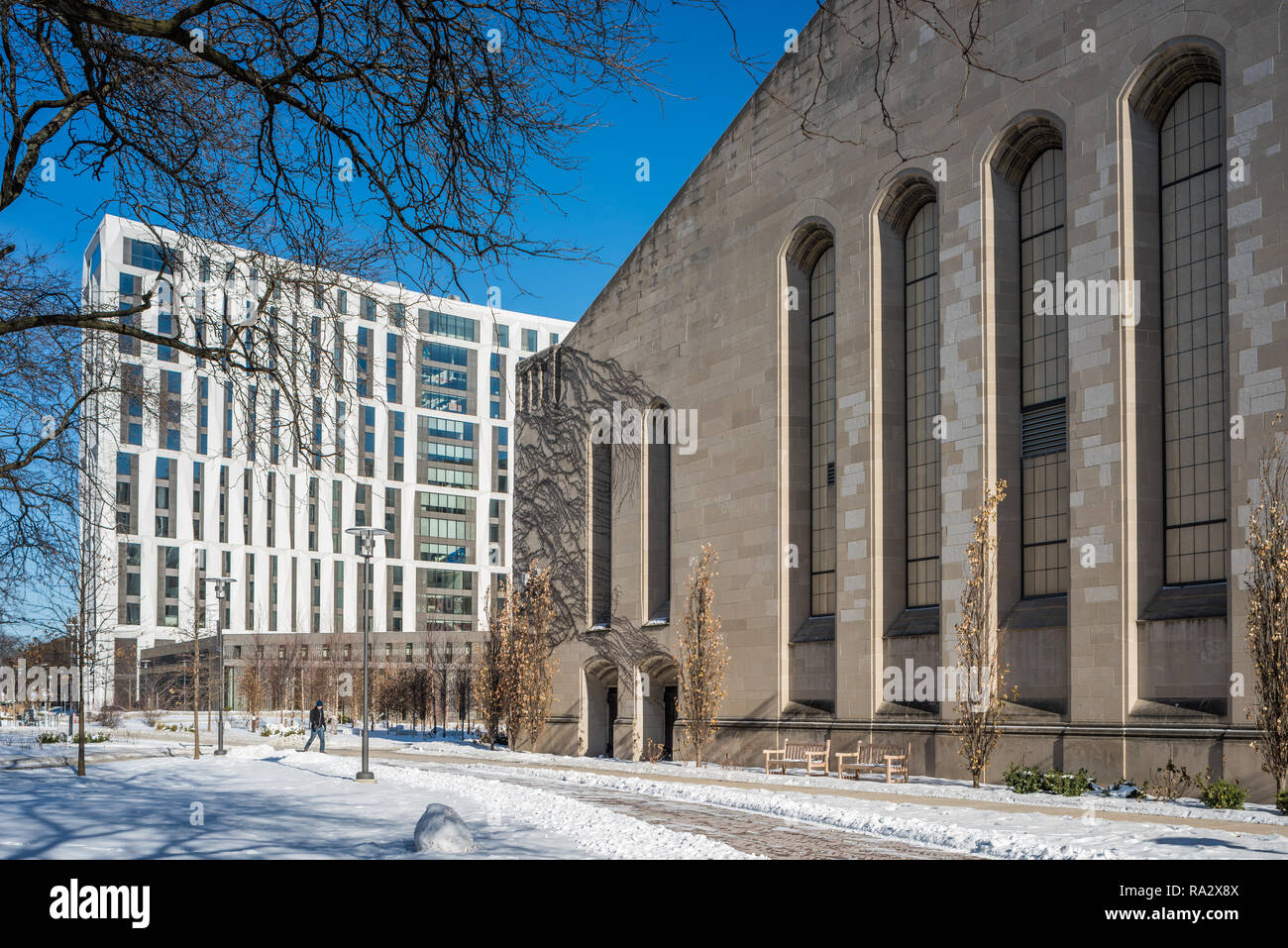 Exterior of the Campus North Residential Commons at the University of Chicago, designed by Studio Gang Stock Photo