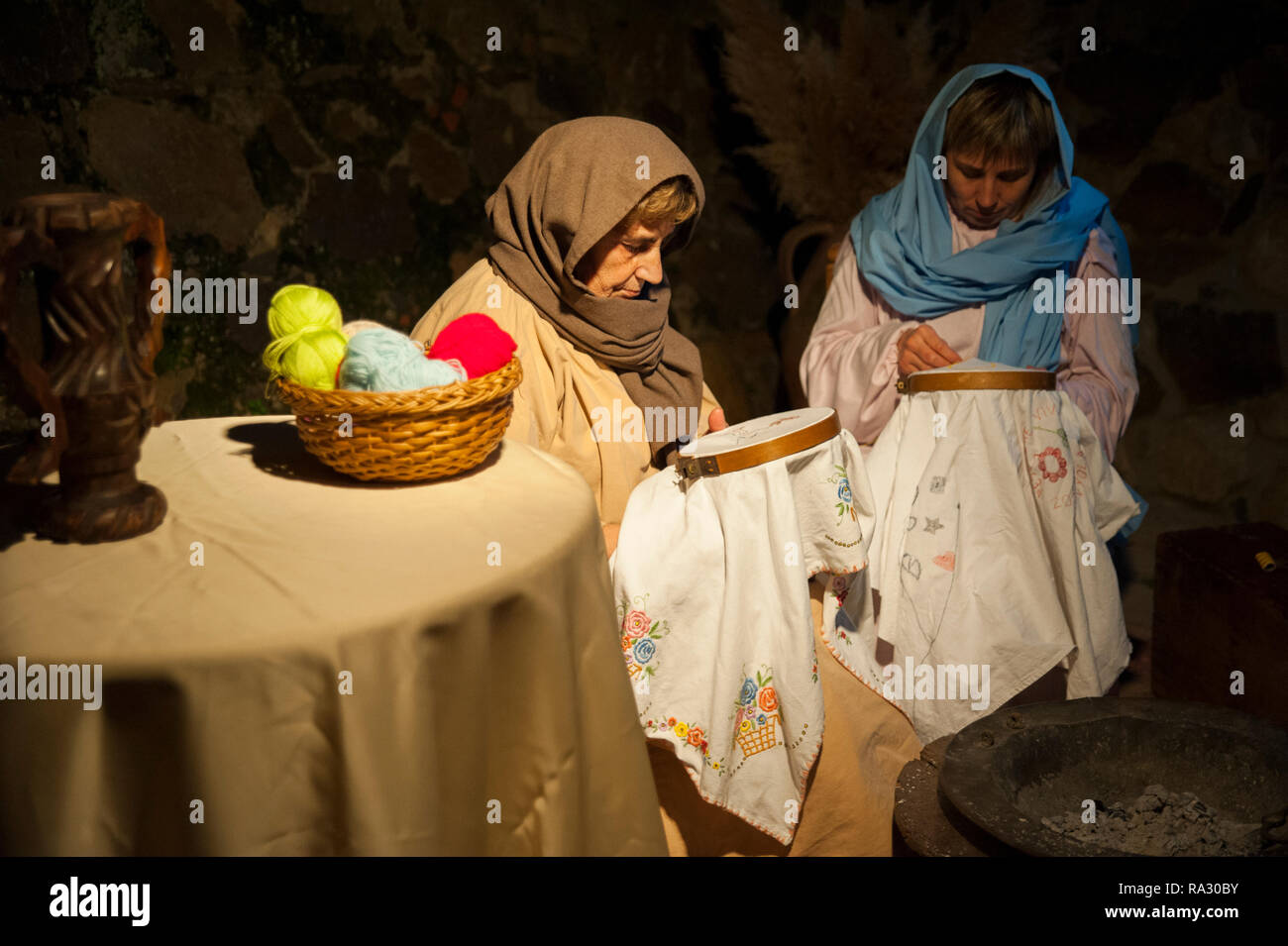 Brunyola, Girona, Italy. 30th Dec, 2018.  The town of Brunyola in Girona hosts the 37th edition of its traditional living crib with almost a kilometer of travel where more than 200 actors and technicians carry out a representation of different scenes and trades of the time. Charlie Perez/Alamy Live News Stock Photo