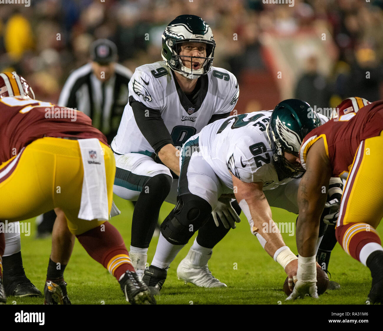 Philadelphia Eagles quarterback Nick Foles (9) calls the signals