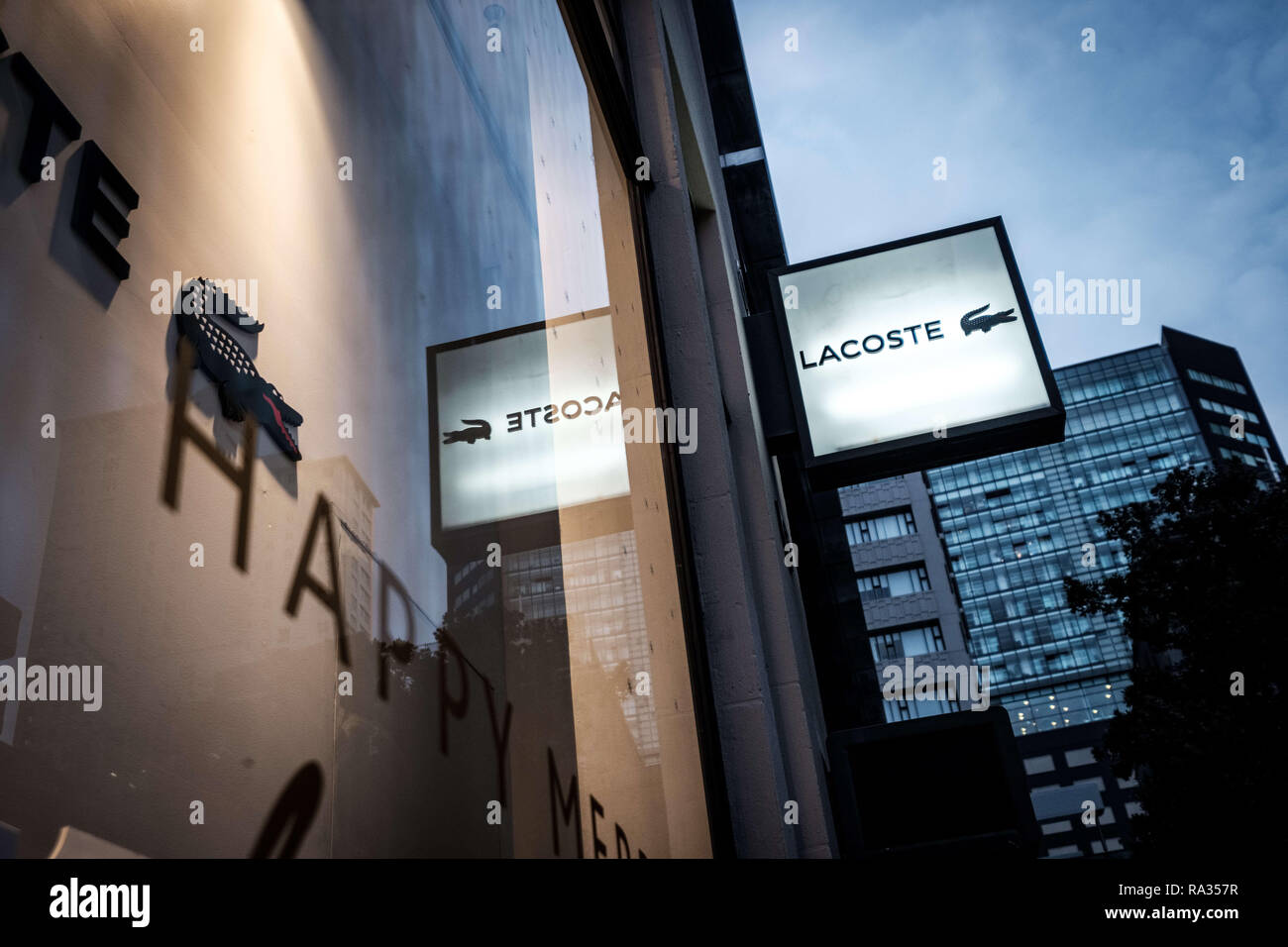 Auckland, New Zealand. 17th Dec, 2018. Logo of fashion brand Lacoste seen in Auckland, New Zealand. Credit: Hendrik Osula/SOPA Images/ZUMA Wire/Alamy Live News Stock Photo