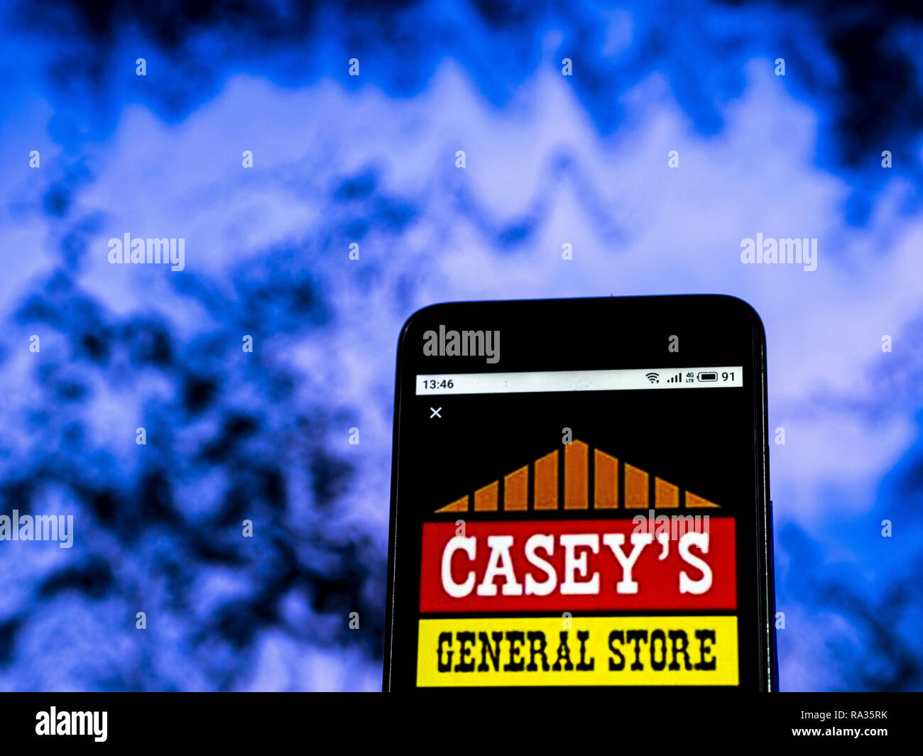 December 30, 2018 Kiev, Ukraine Casey's General Stores Convenience store company logo seen