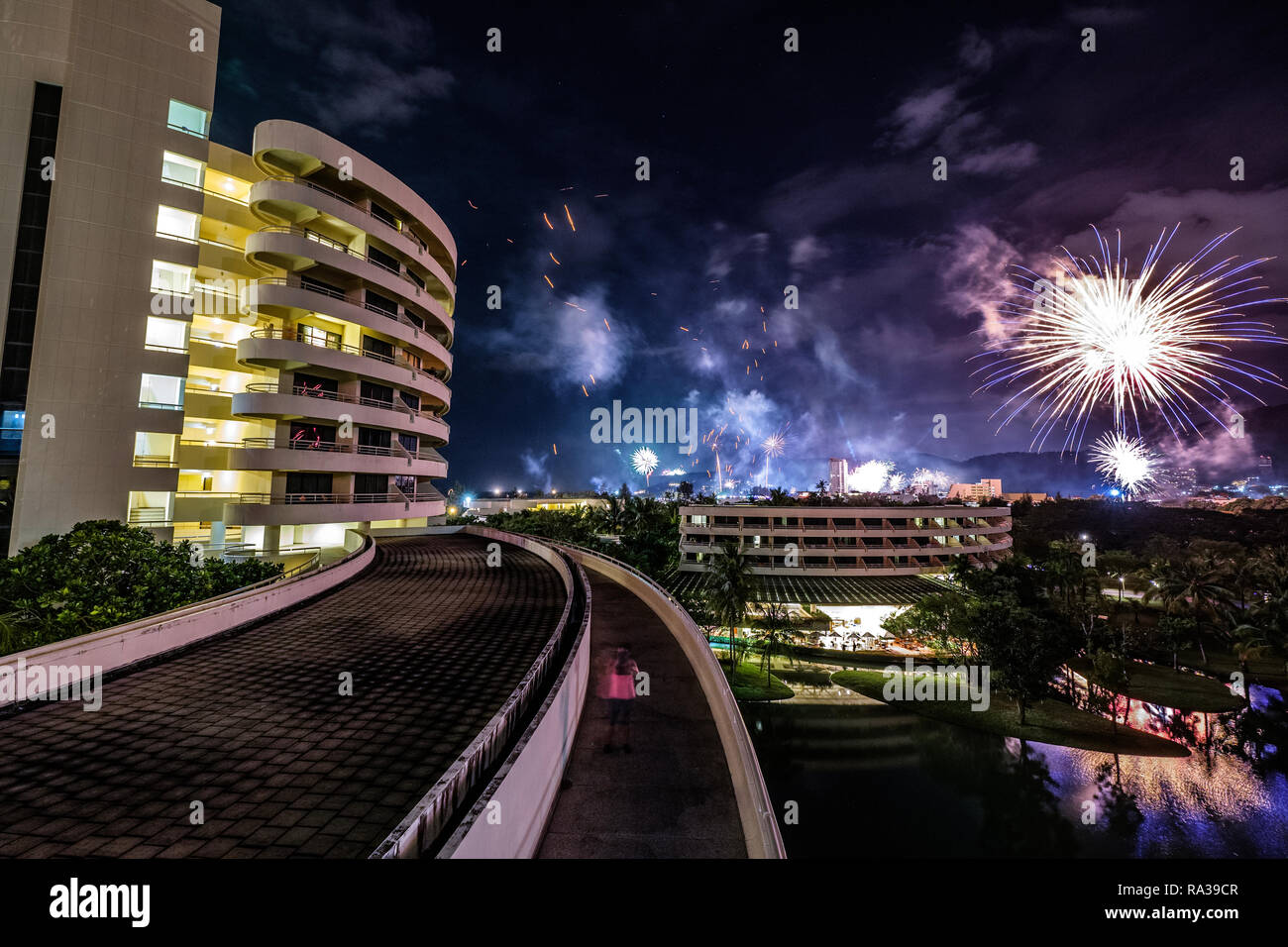 New Year's eve fireworks are seen in resort town of Karon at Phuket