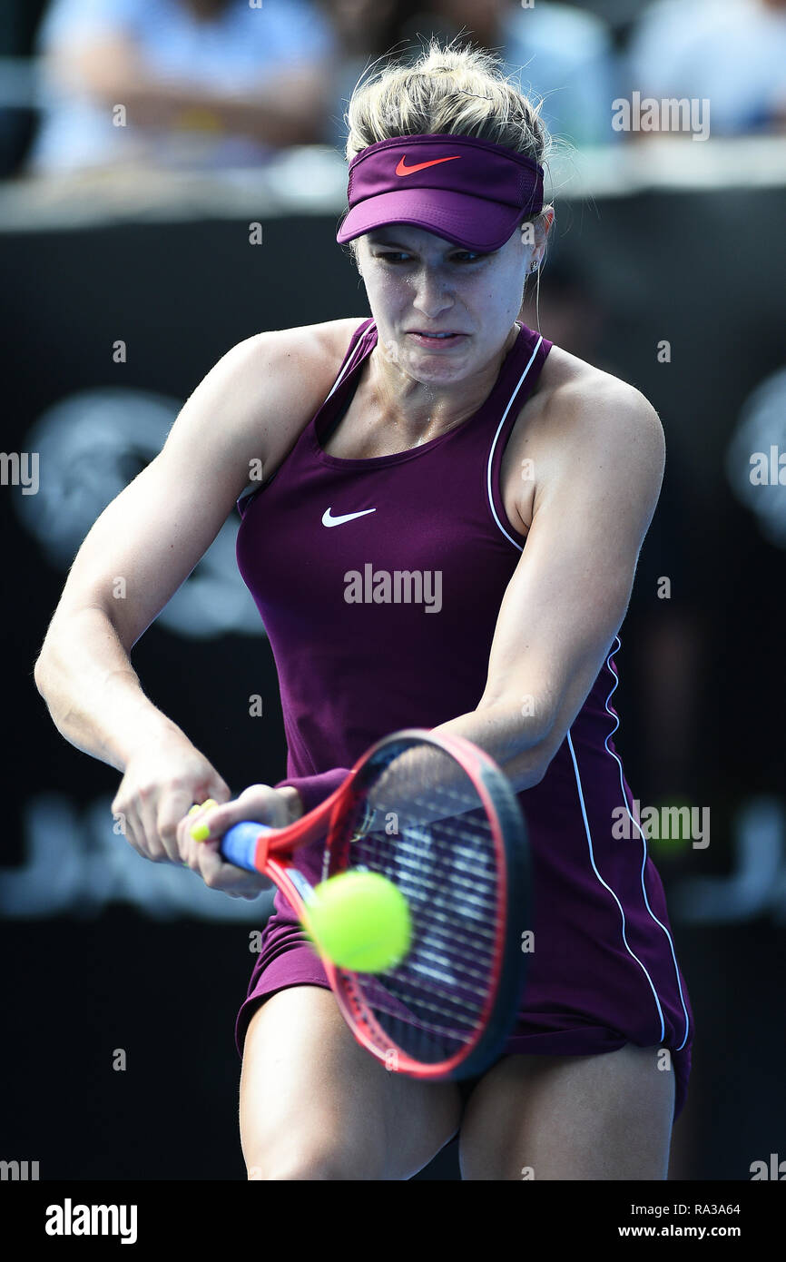 Auckland, New Zealand. 1st Jan 2019. 31st December 2018, ASB Tennis Centre,  Auckland, New Zealand; ASB Classic Round 1; Eugenie Bouchard from Canada  during the ASB Classic Round 1 Credit: Action Plus
