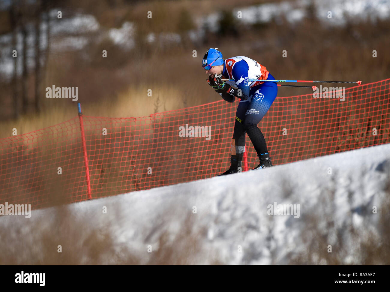 (190101) -- FU SONG, Jan. 1, 2019 (Xinhua) -- Marina Chernousova of Russia competes during the first stage of 2019 Tour de Ski China in fusong, northeast China's Jilin Province, Jan. 1, 2019. Credit: Xinhua/Alamy Live News Stock Photo