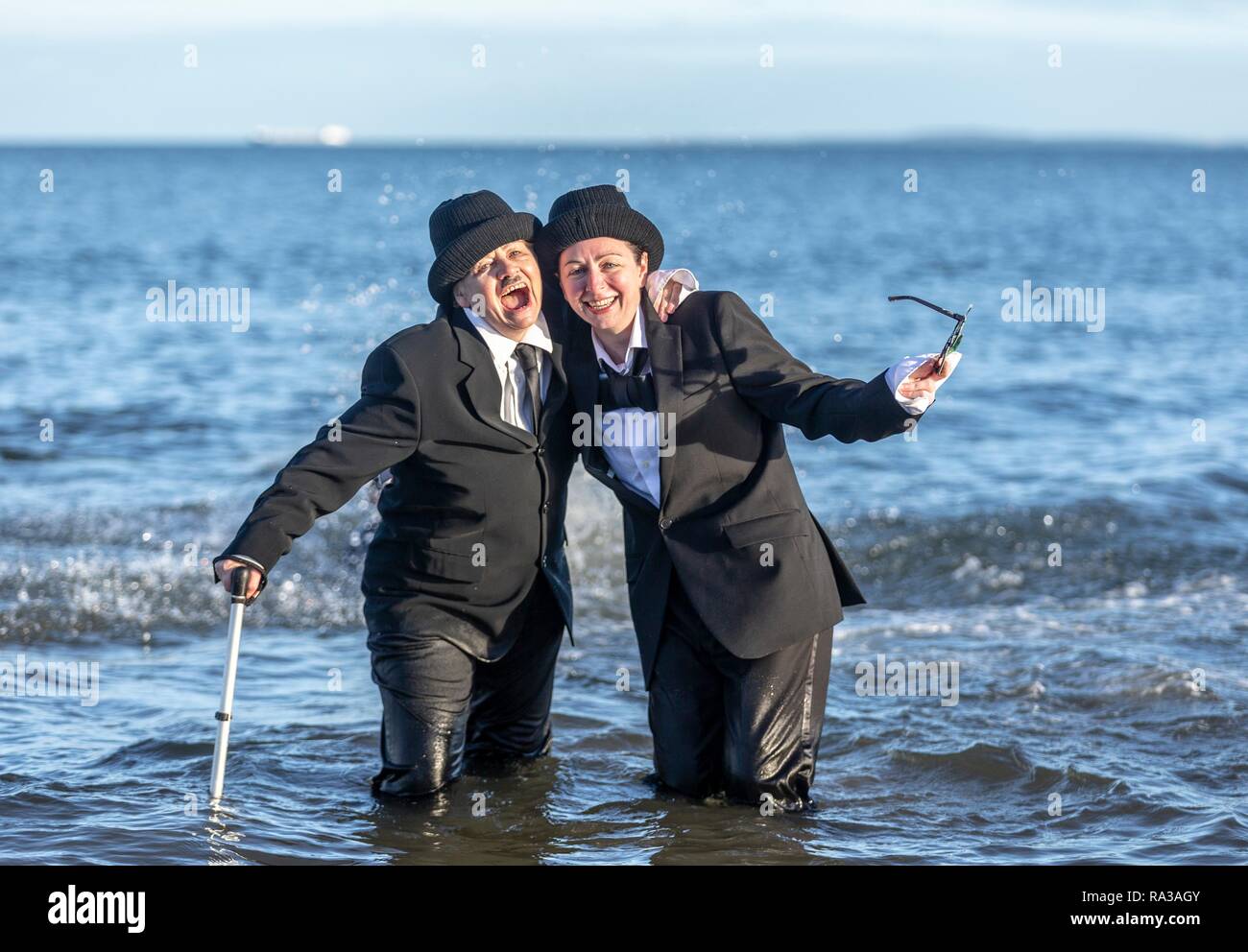 Portobello, Edinburgh, Scotland, UK. 01st Jan, 2019. The traditional