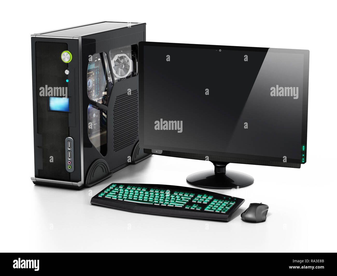 Modern PC case isolated on white background. 3D illustration Stock ...