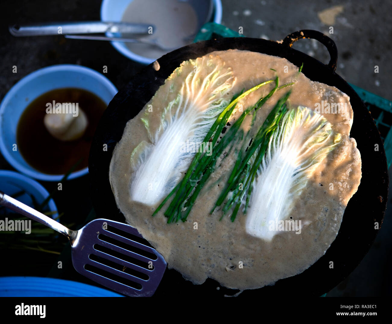 Korean cabbage pancakes, South korea Stock Photo Alamy