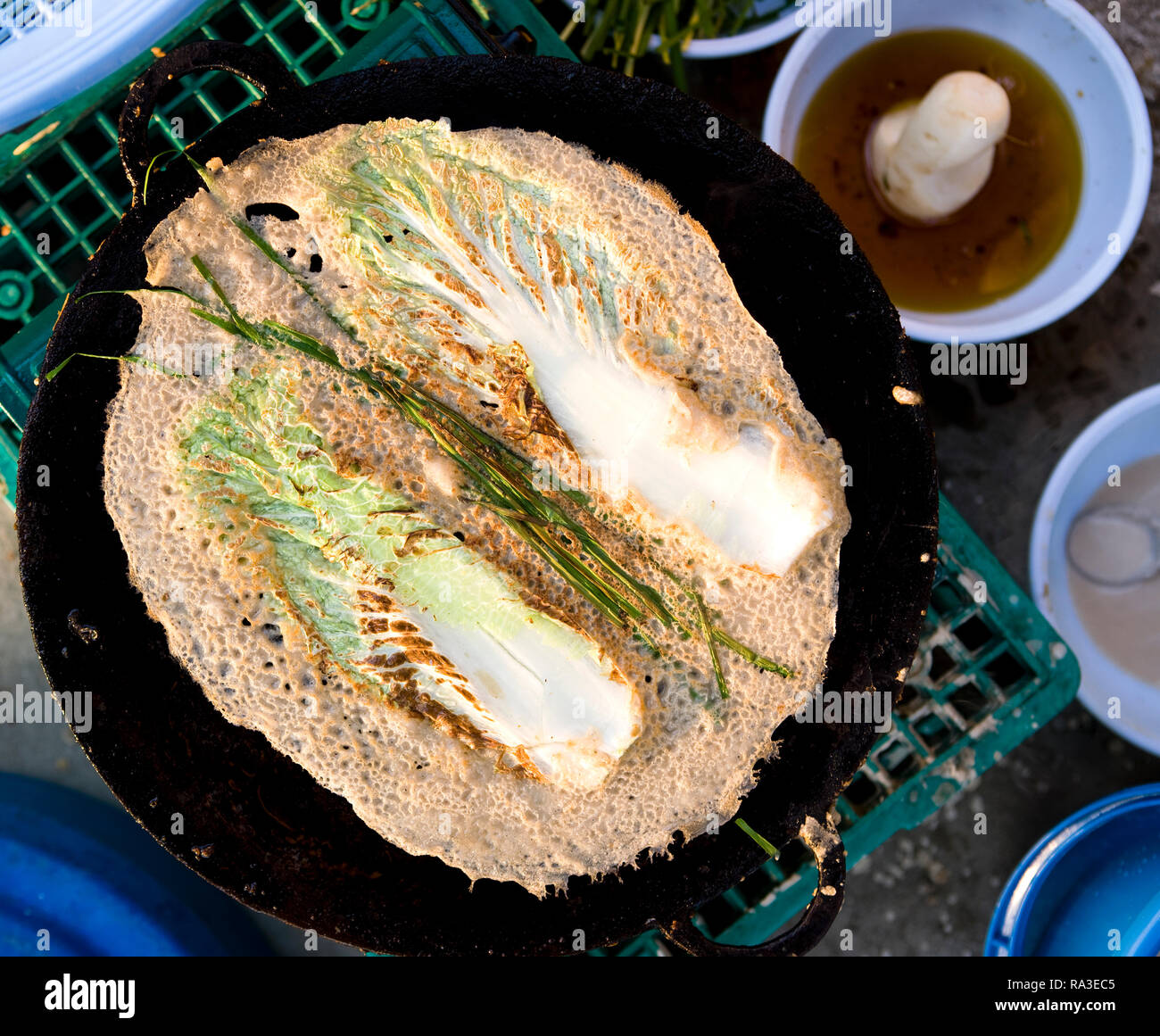 Korean cabbage pancakes, South korea Stock Photo Alamy