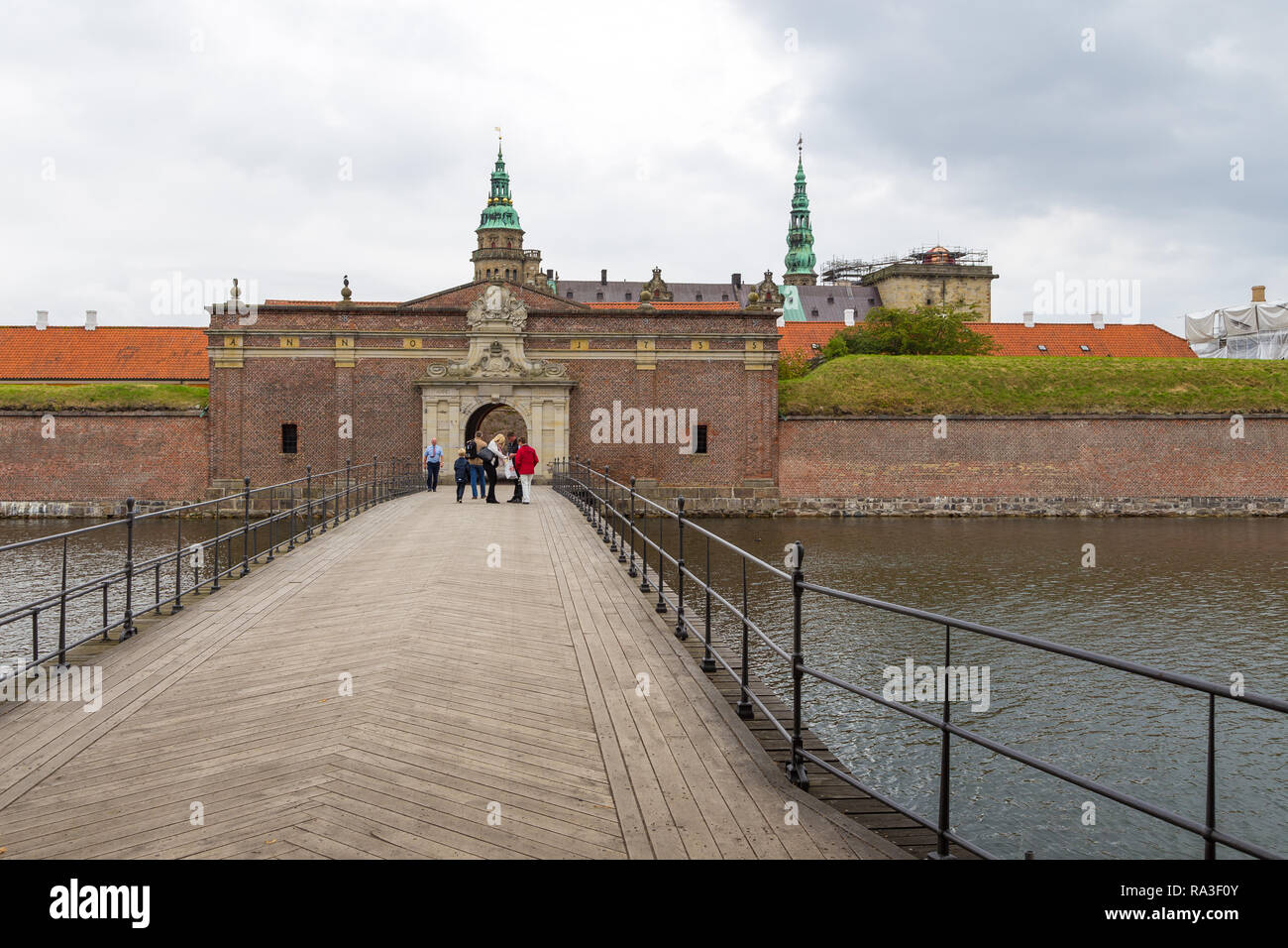 Helsingor, Denmark- 30 August 2014: View of the entrance gate to the Kronborg Palace. Kronborg Palace, most important Renaissance palace in Northern E Stock Photo