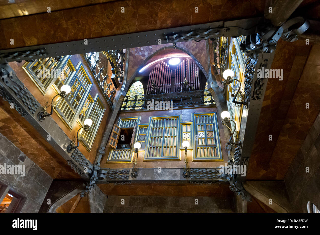 Interior of the Palau Güell (Guell Palace), a mansion designed by the ...