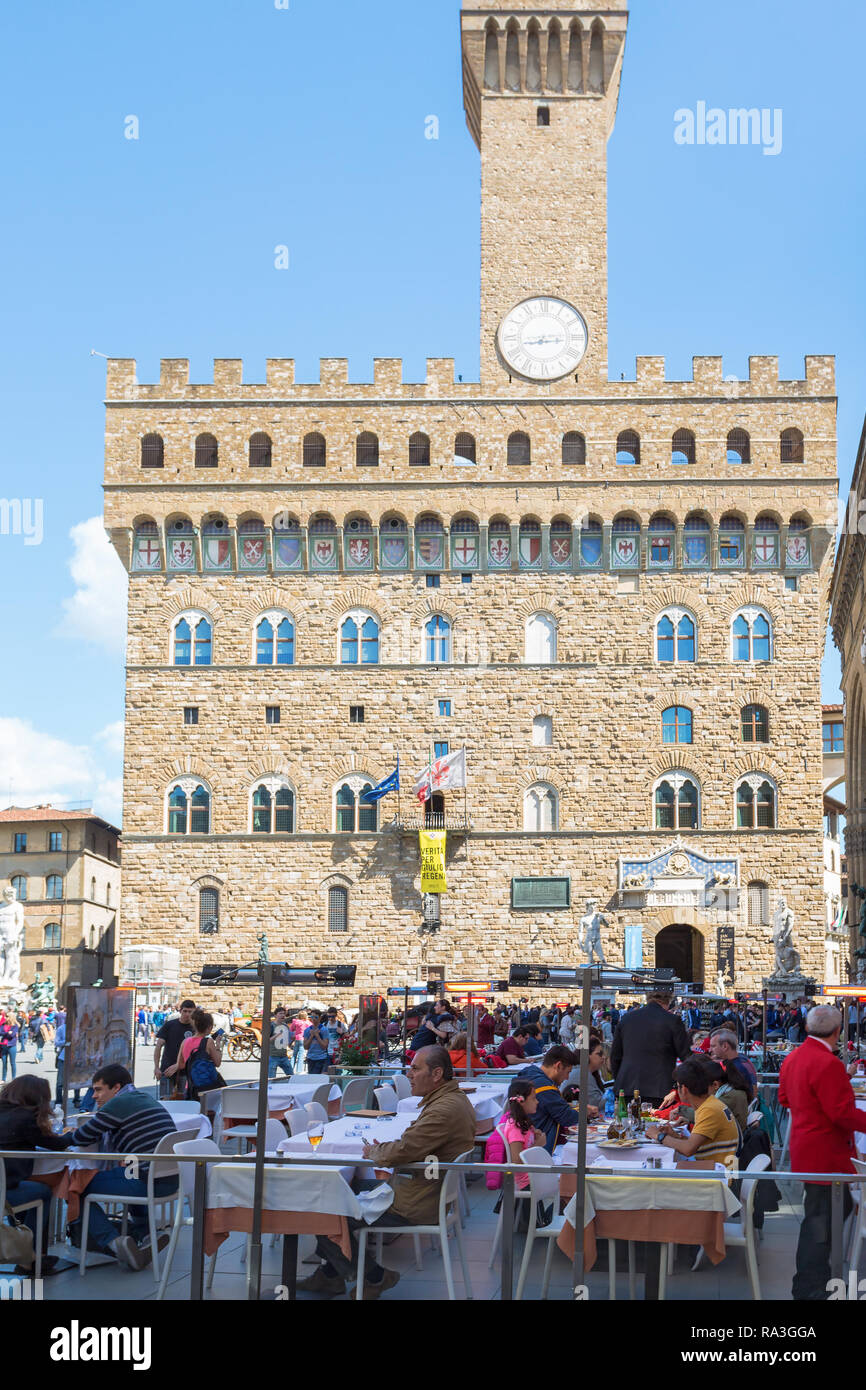Restaurant in Piazza della Signoria in Florence Stock Photo