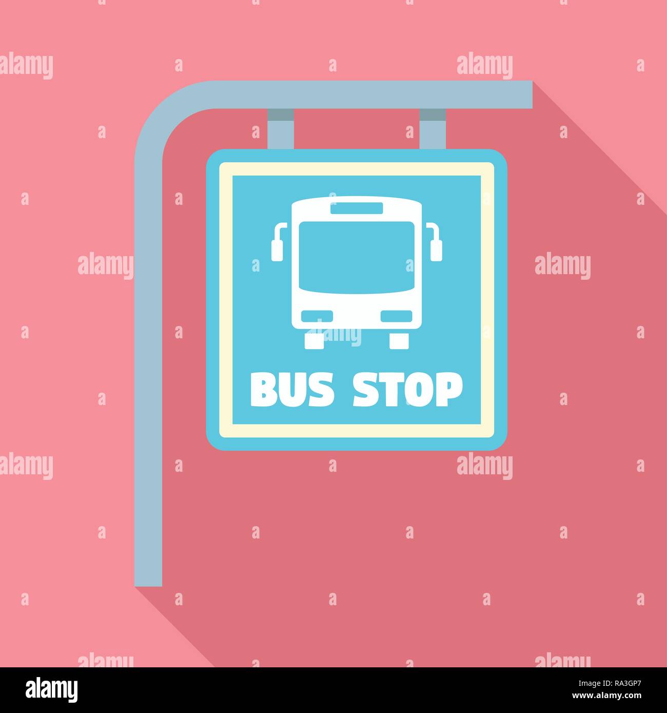 Bus stop sign icon. Flat illustration of bus stop sign vector icon for web design Stock Vector