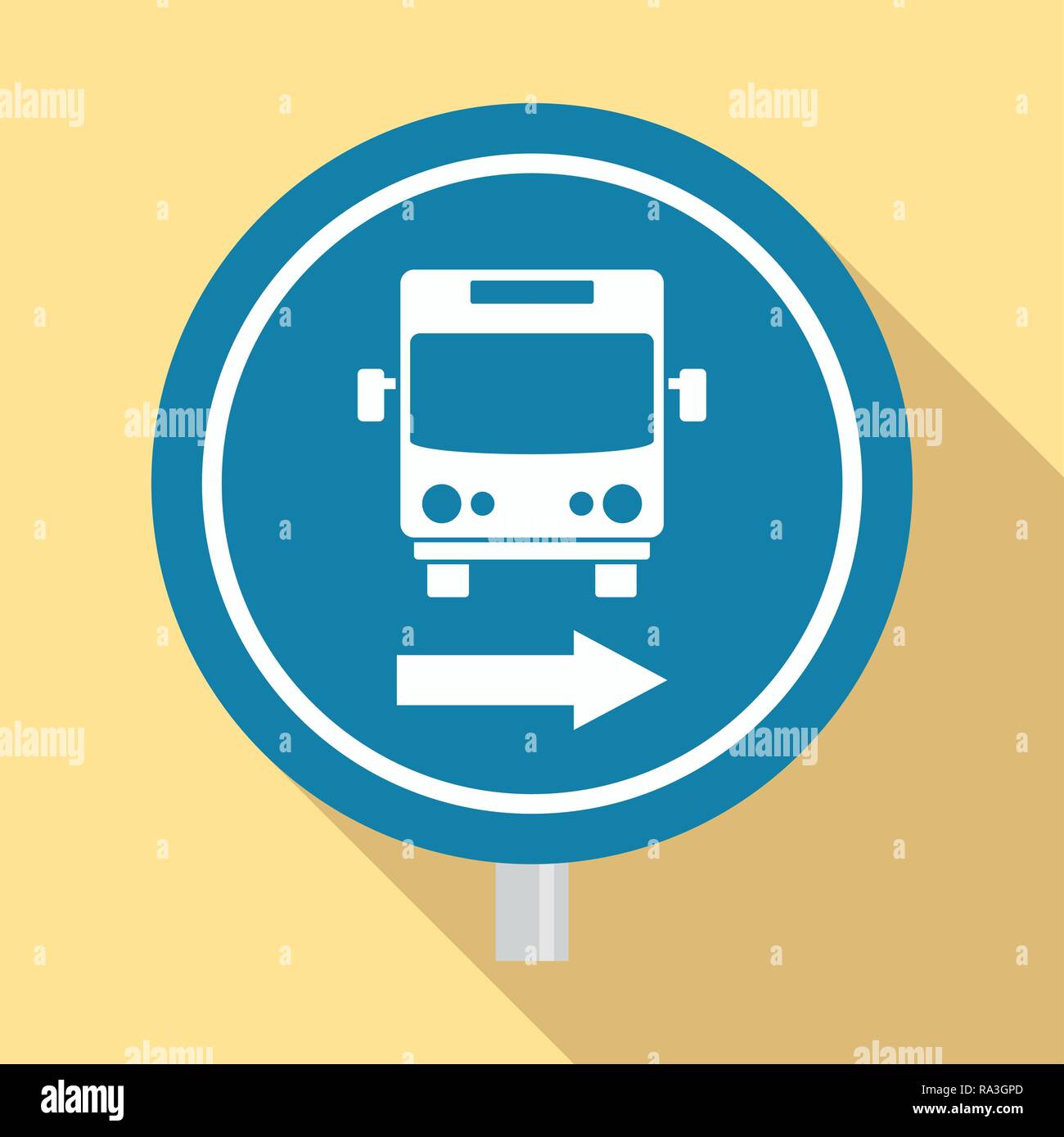 Circle bus station sign icon. Flat illustration of circle bus station