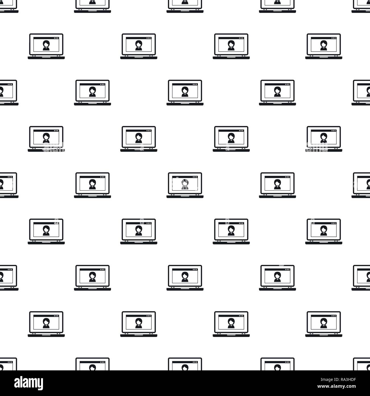 Laptop video chat pattern seamless vector repeat geometric for any web design Stock Vector