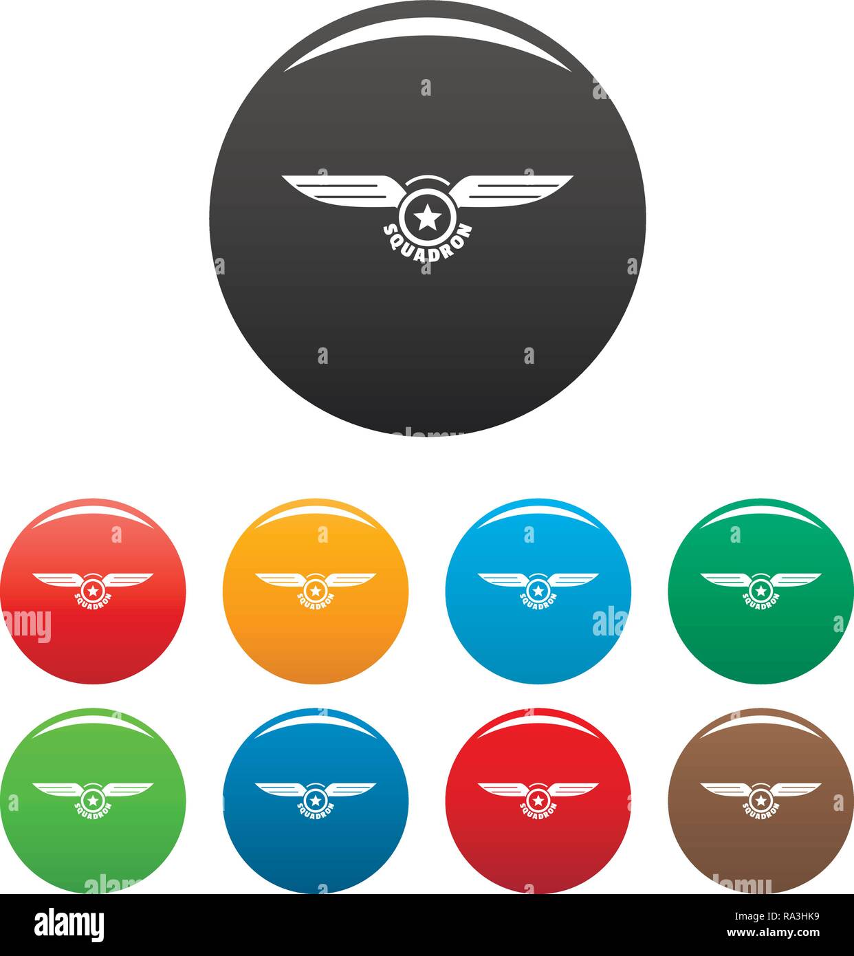 Avia squadron icons set 9 color vector isolated on white for any design Stock Vector