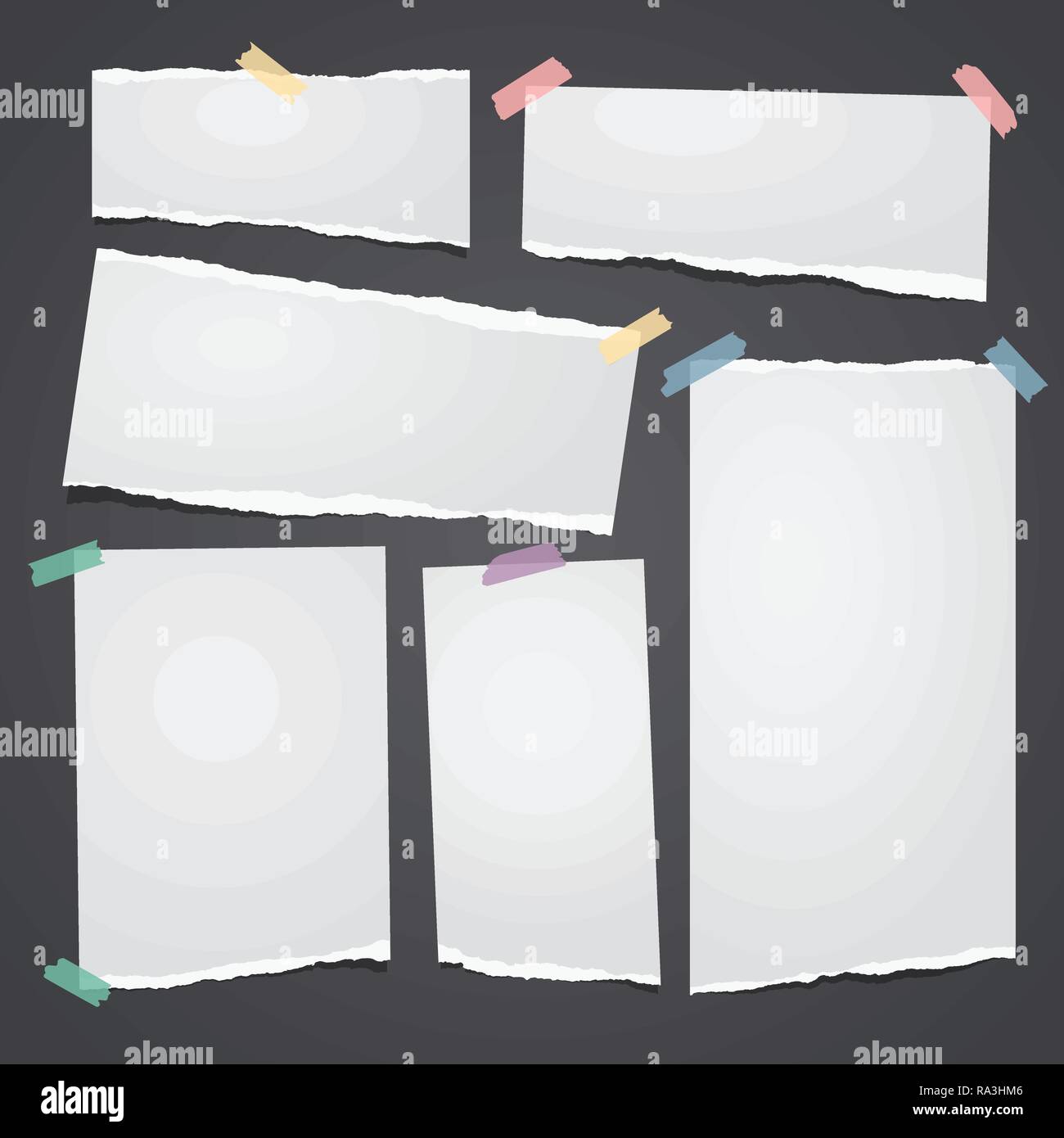 Paper Strips Ripped Notebook Set of white ripped notebook paper, torn note paper strips stuck with ...