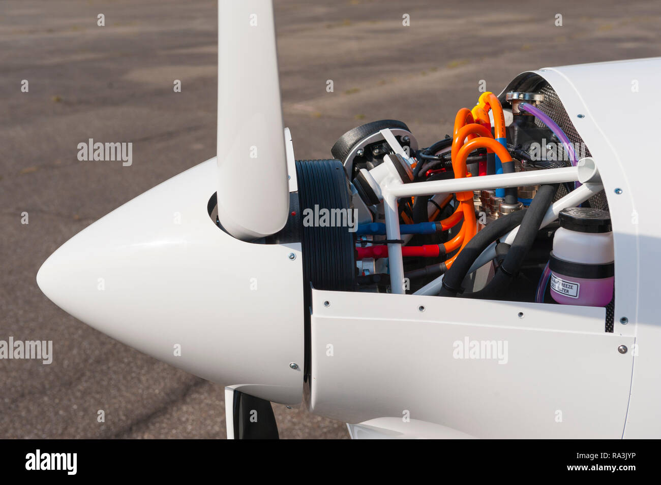 France, Bas-Rhin (67), Haguenau airport, new light airplane electric Pipistrel Alpha-Electro, brushless electric motor of 60 kW Stock Photo