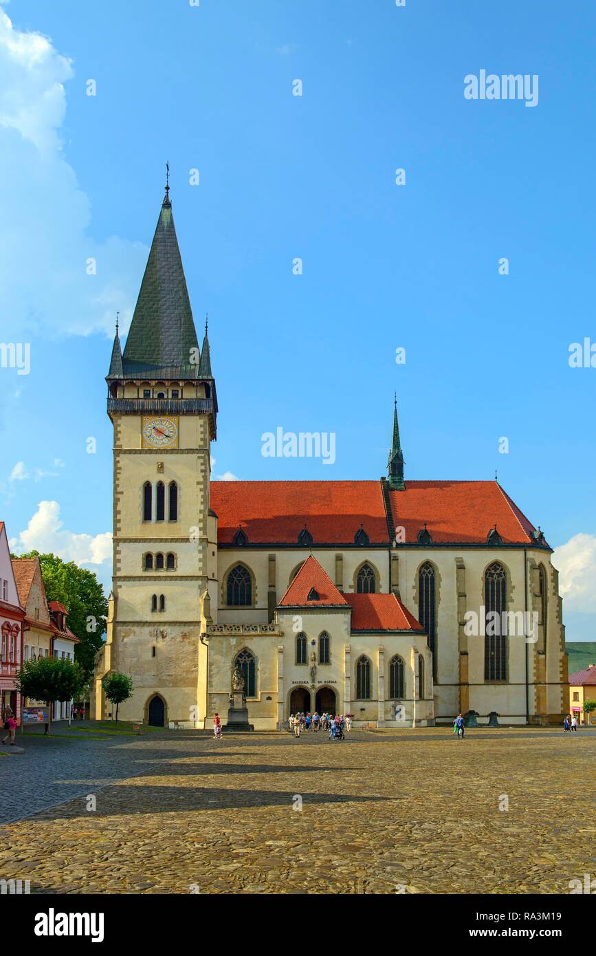 Church of St. Egidius. Town square, Old town, Bardcejov, Slovakia Stock Photo