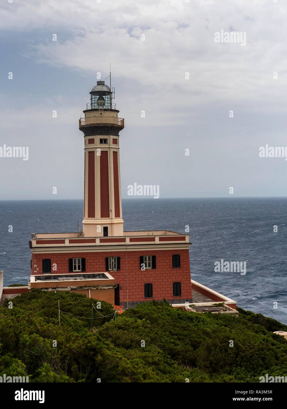 Lighthouse Faro Di Punta Carena, Capri, Gulf of Naples, Campania, Italy Stock Photo