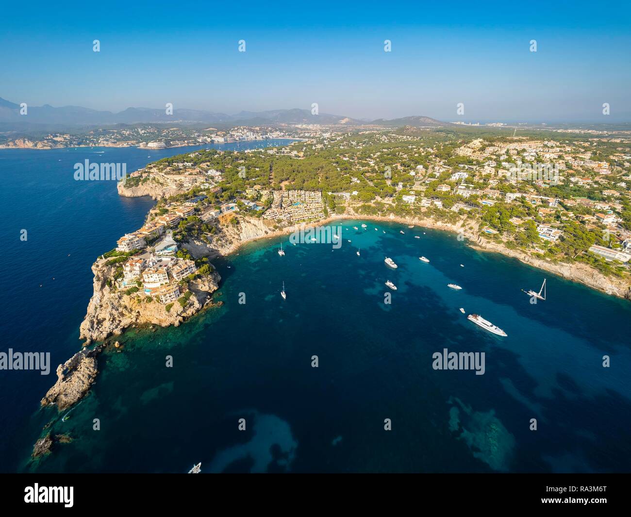 Aerial view, Santa Ponsa, Islas Malgrats, Cala d'en Guixar, Majorca, Balearic Islands, Spain Stock Photo