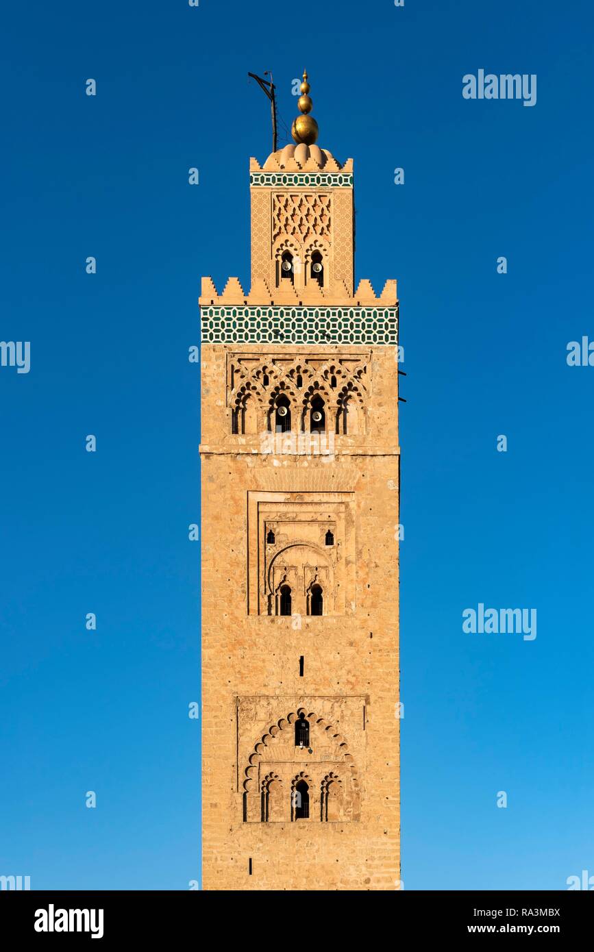 Minaret of Koutoubia Mosque, Marrakech, Morocco Stock Photo