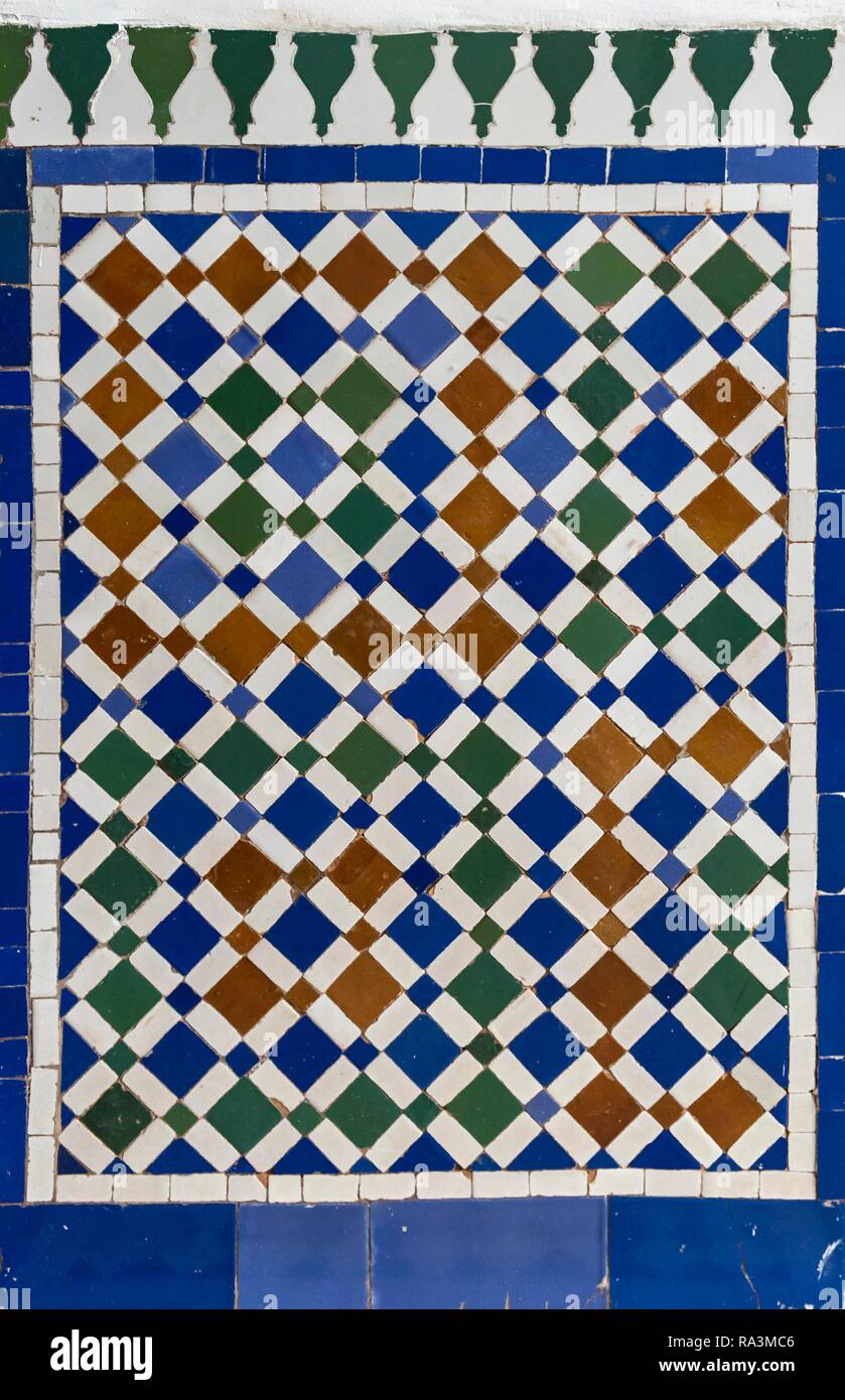Close-up of zellij mosaic, Marrakech, Morocco Stock Photo