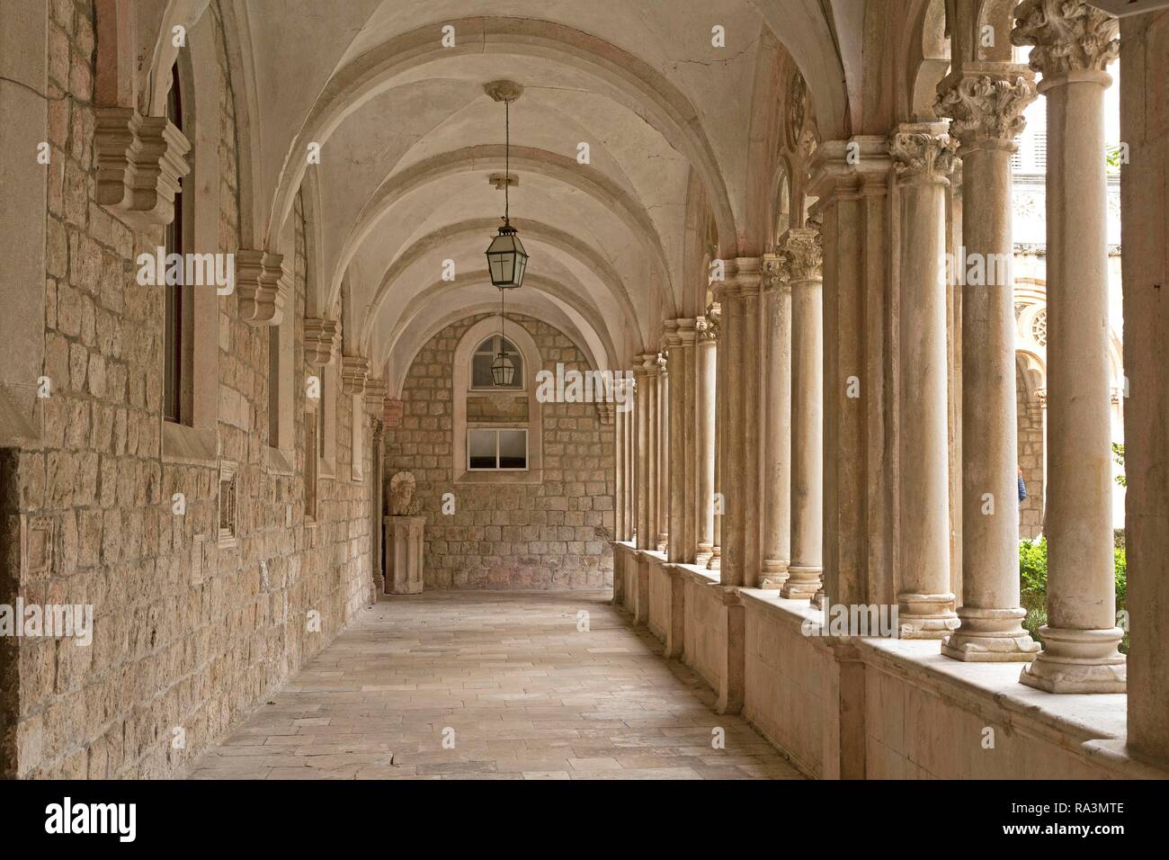 Arcade, Dominican Monastery, Old Town, Dubrovnik, Croatia Stock Photo