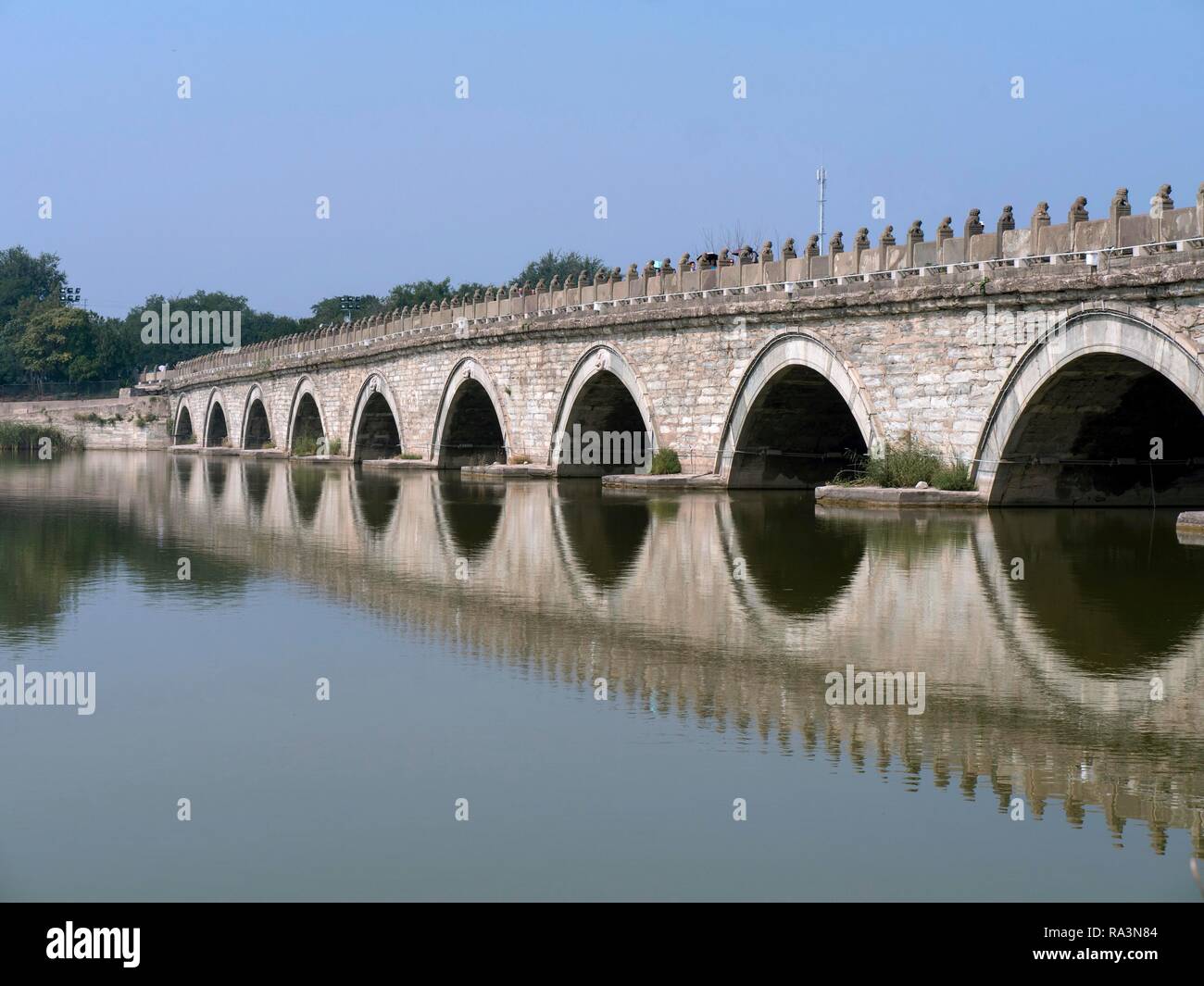 Marco Polo Bridge or Lugou Bridge, Yongding River, Beijing, China Stock Photo