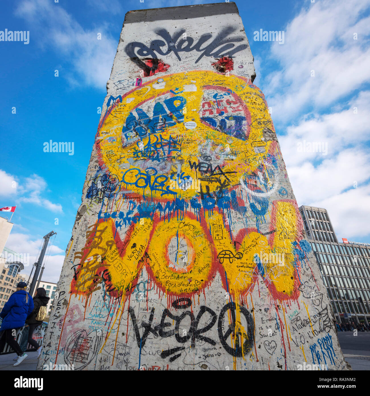 A section of the Berlin wall by the Potsdamer Platz station, Germany Stock Photo