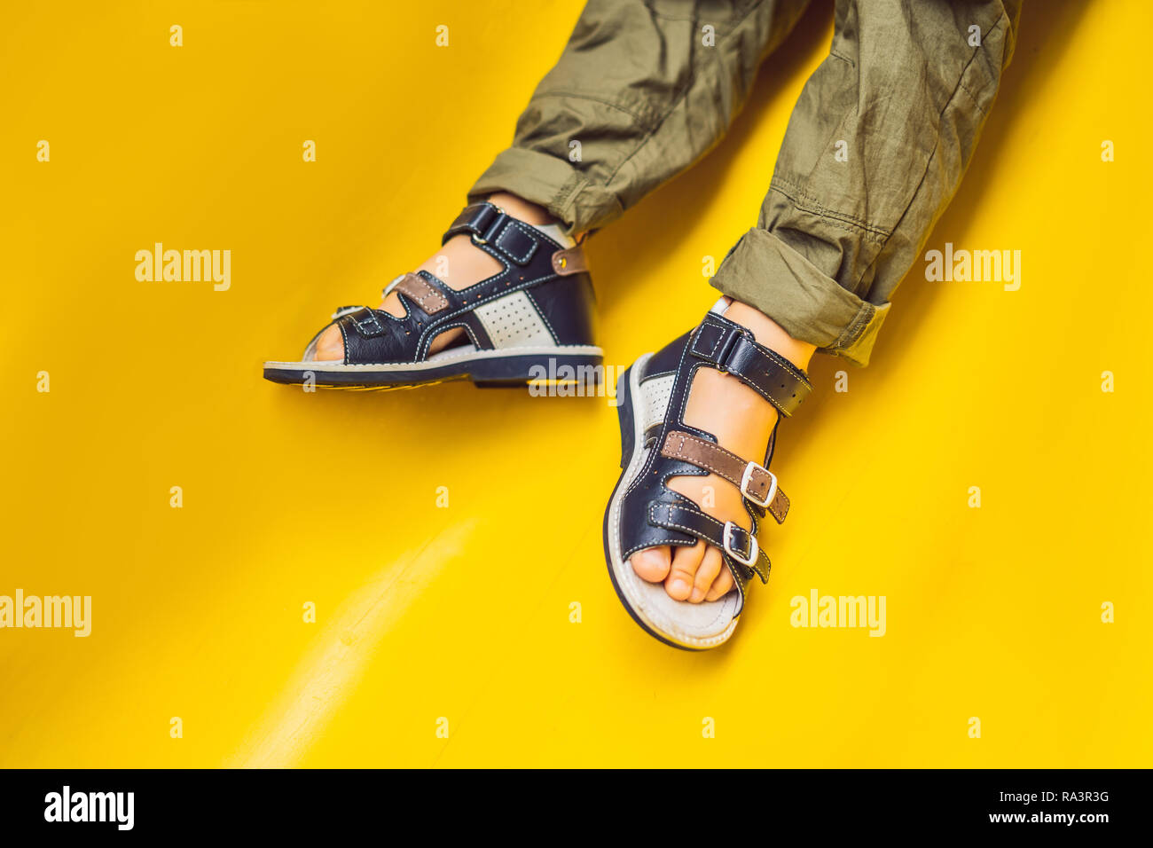 children's orthopedic shoes on the boy's feet Stock Photo Alamy