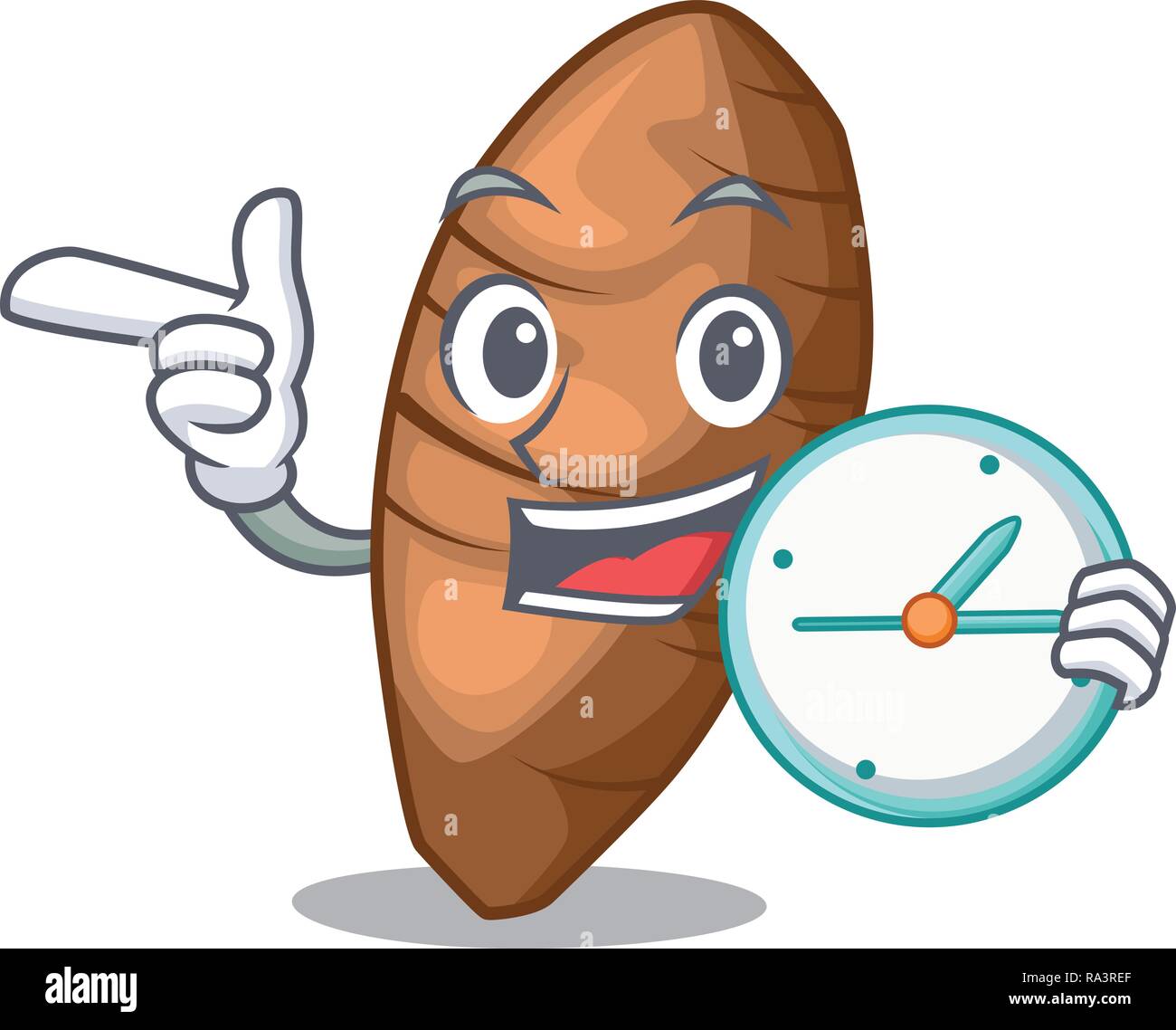 With clock taro above character board the wooden Stock Vector