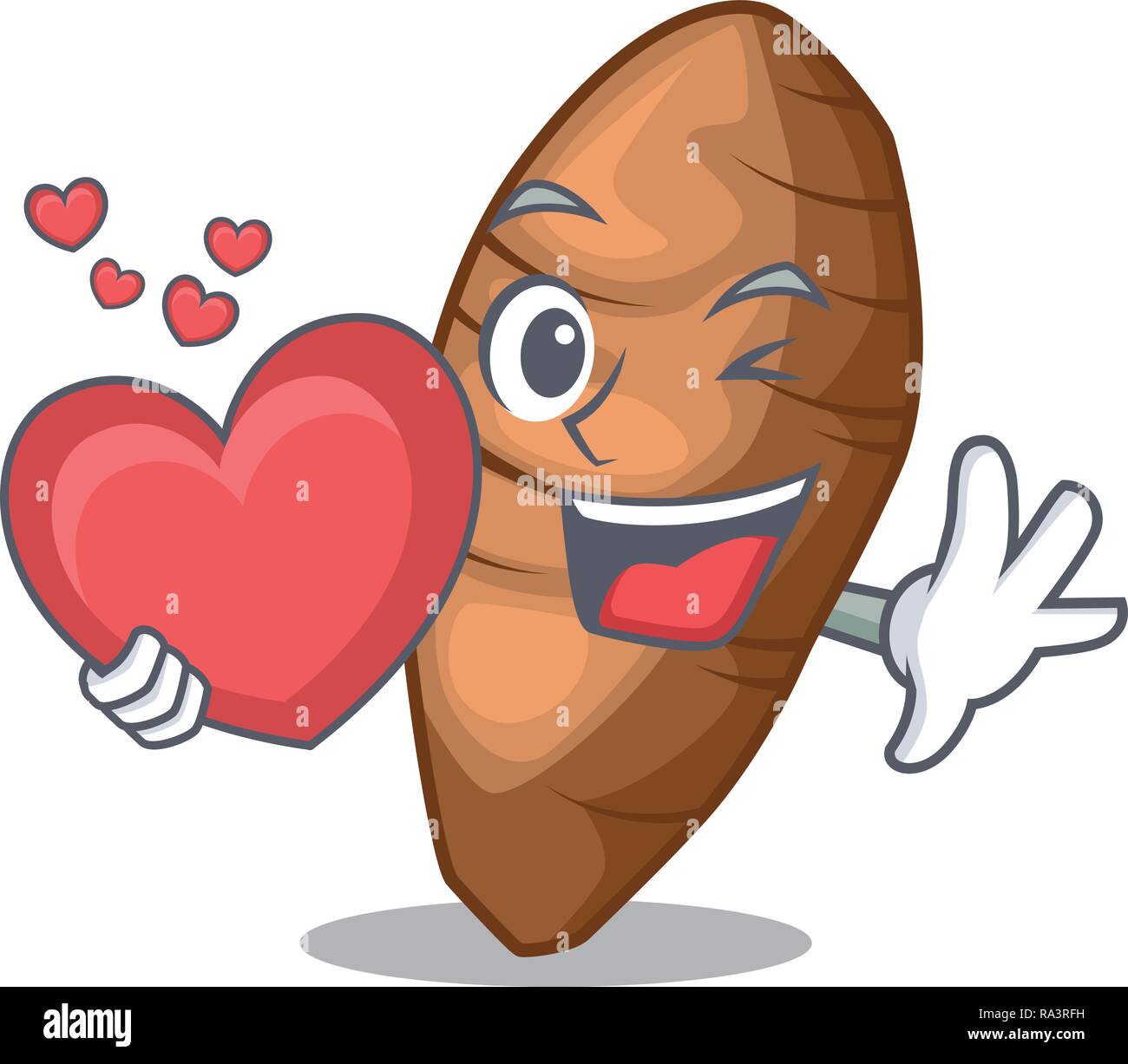 With heart taro tuber isolated in the mascot Stock Vector