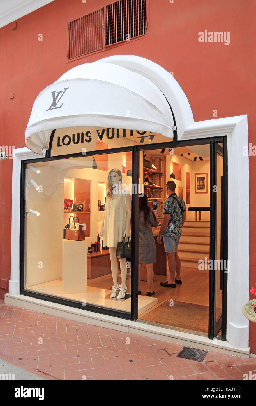 French fashion chain Louis Vuitton's store in Capri town, on the