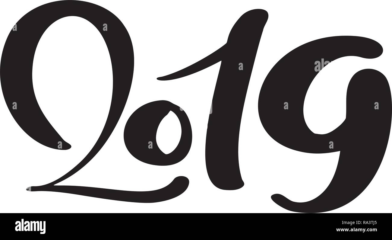 Handwritting vector calligraphy text 2019. hand drawn New Year and ...