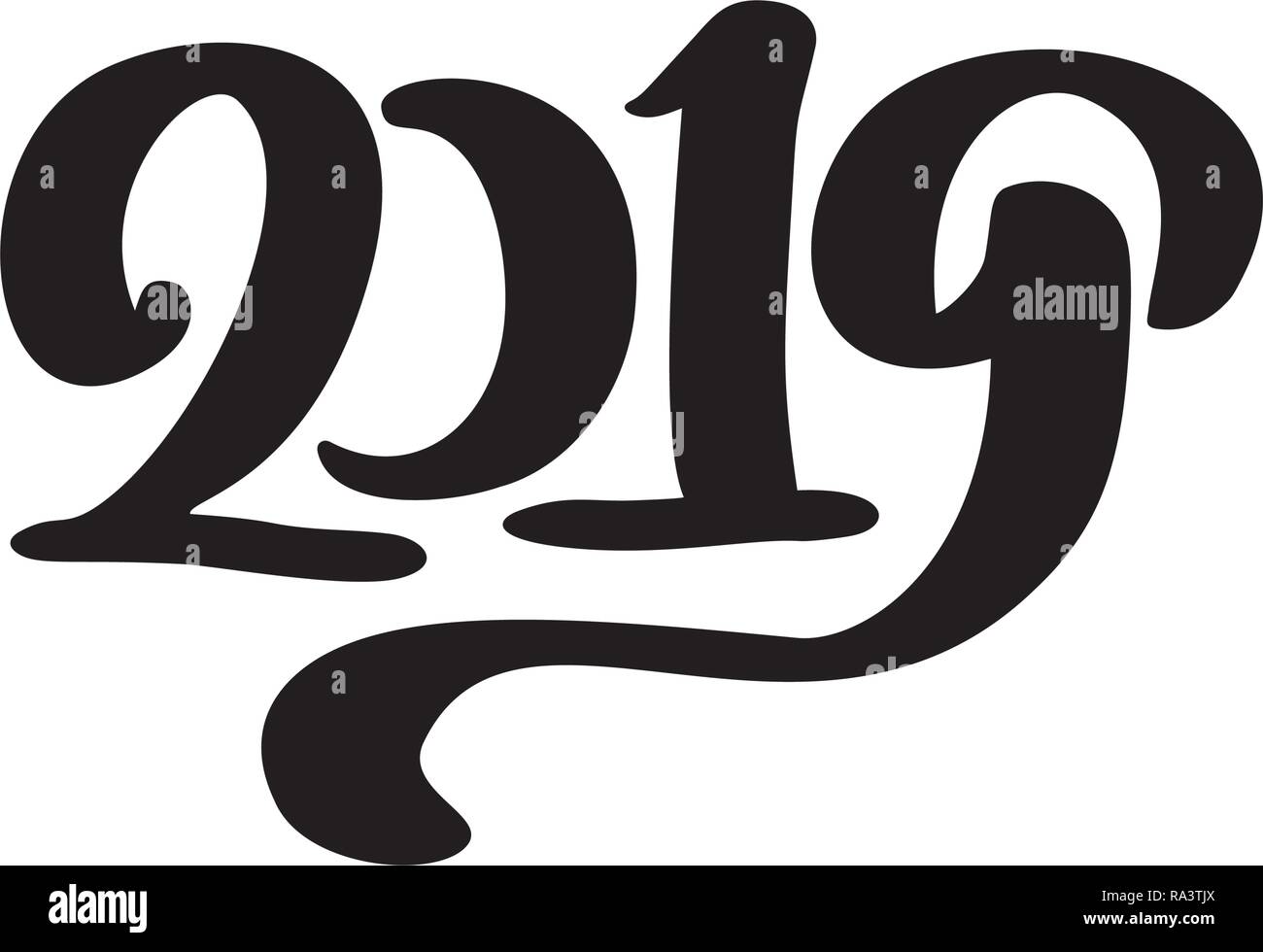 Handwritting vector calligraphy text 2019. hand drawn New Year and ...