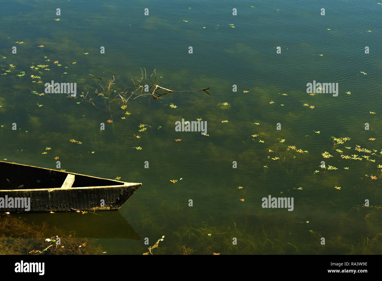 A Boat standing near a bank of a beautiful lake Stock Photo - Alamy