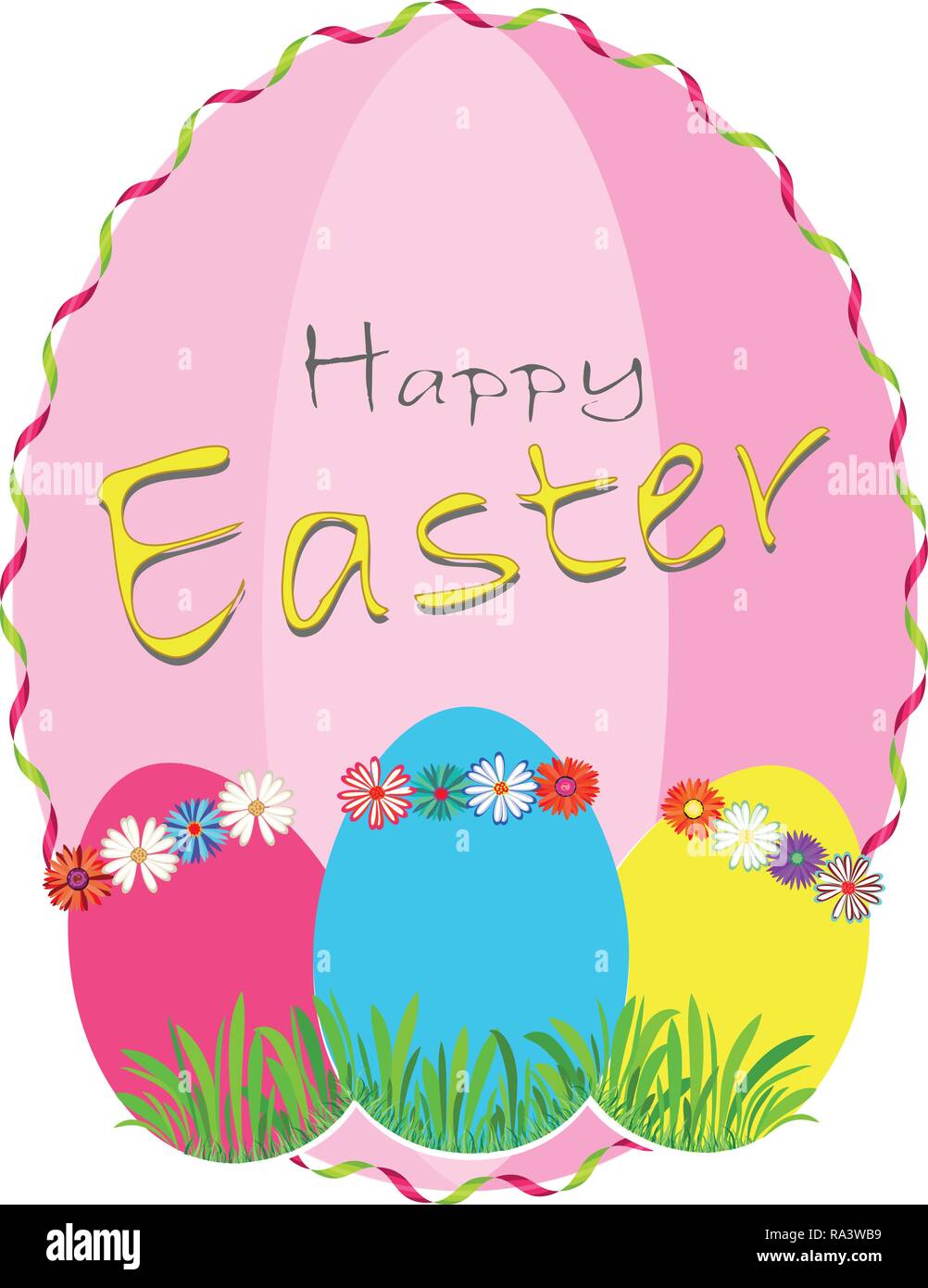 Easter banner background template with beautiful colorful spring eggs. Vector illustration. Stock Vector