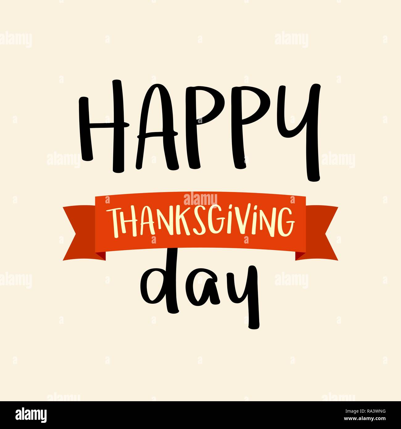 Happy Thanksgiving day vector greeting card. Flat celebration illustration Stock Vector