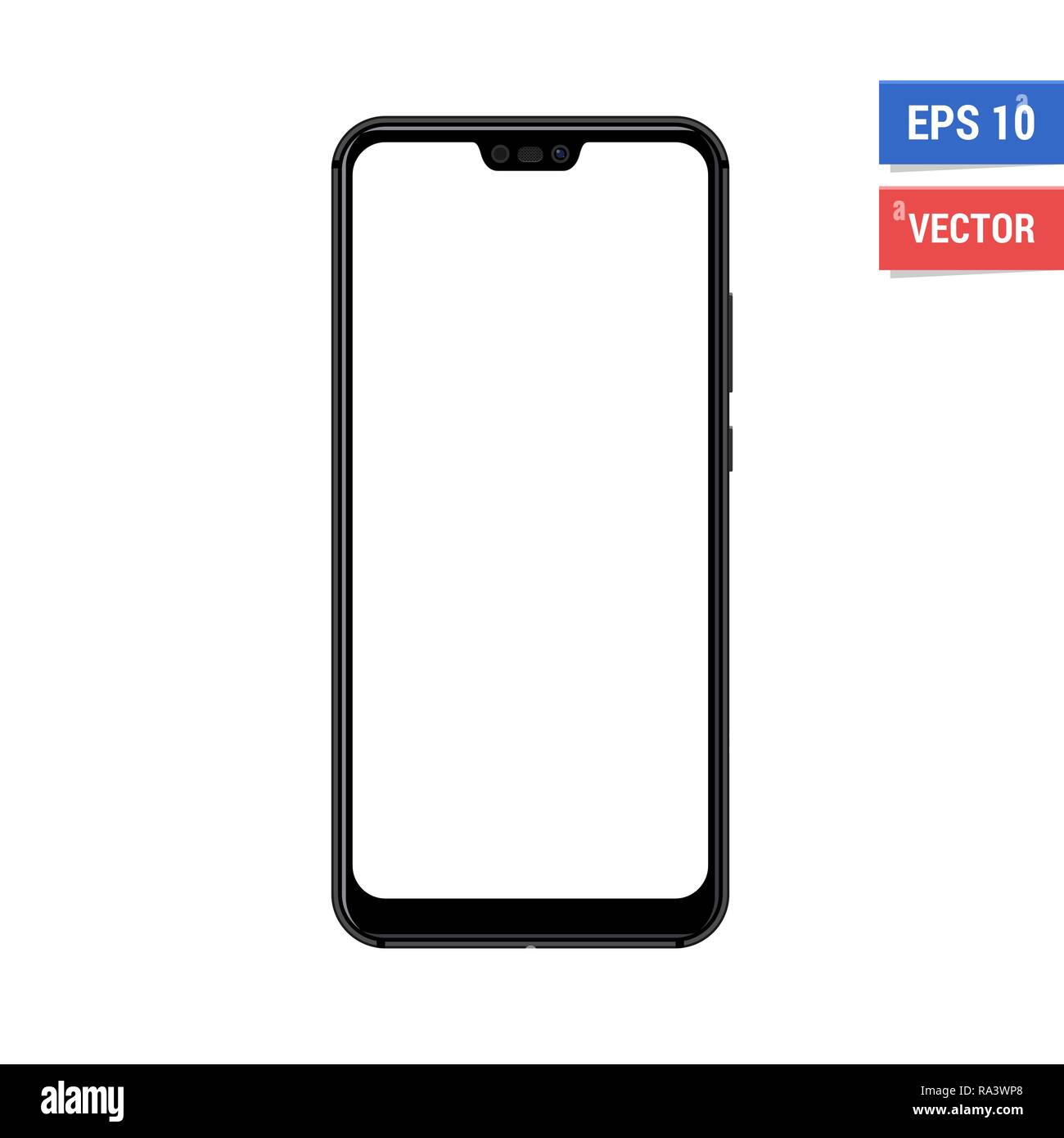 Realistic vector flat mock-up Huawei P20 Lite with blank white screen. Scale image any resolution Stock Vector