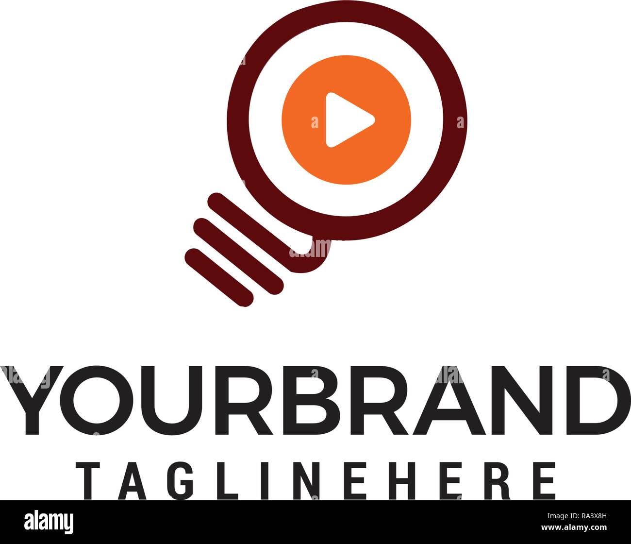 Light Bulb play Logo Design Template Stock Vector