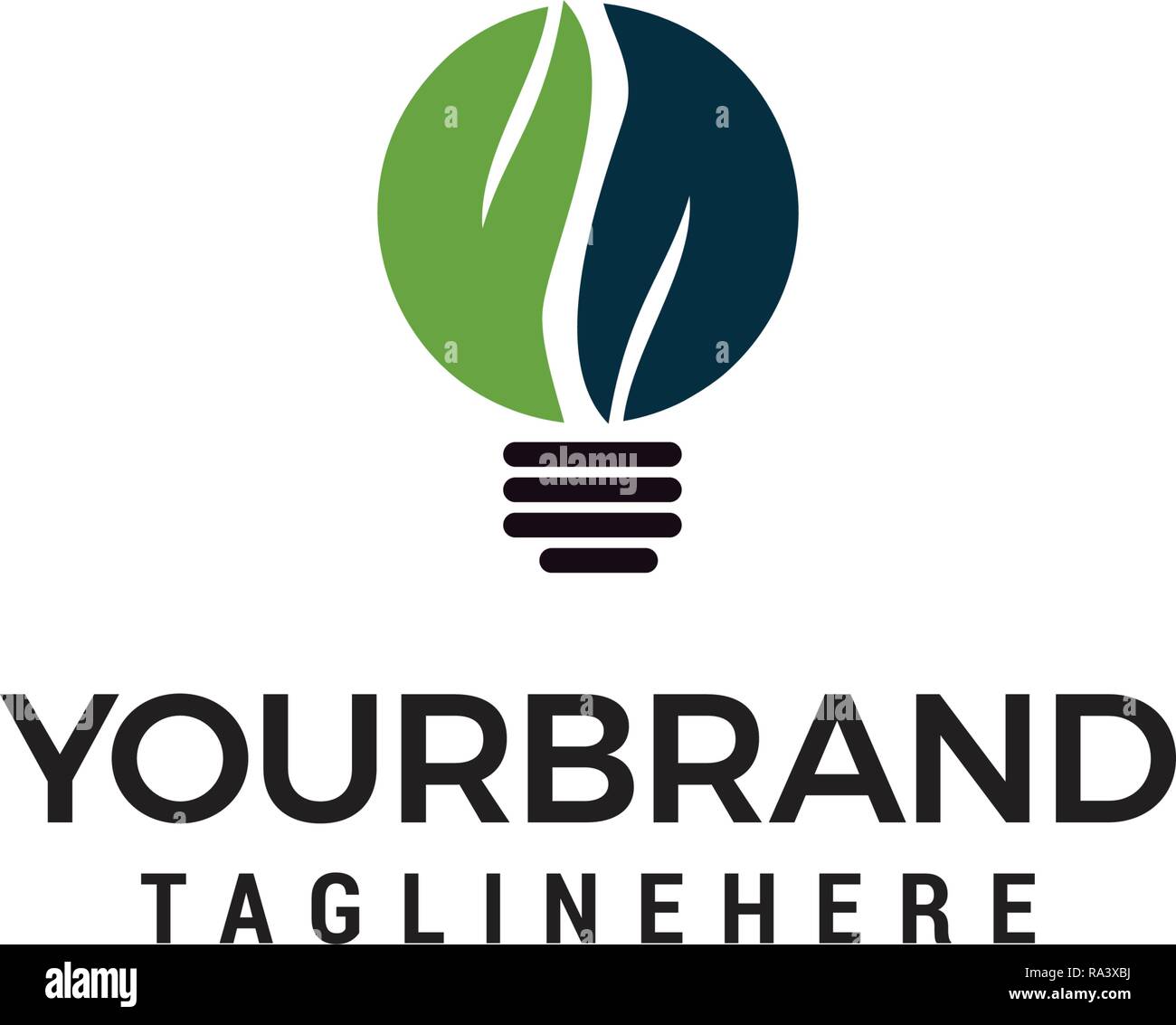Light Bulb Idea Logo with Green Leaf Symbol Design Template Stock ...