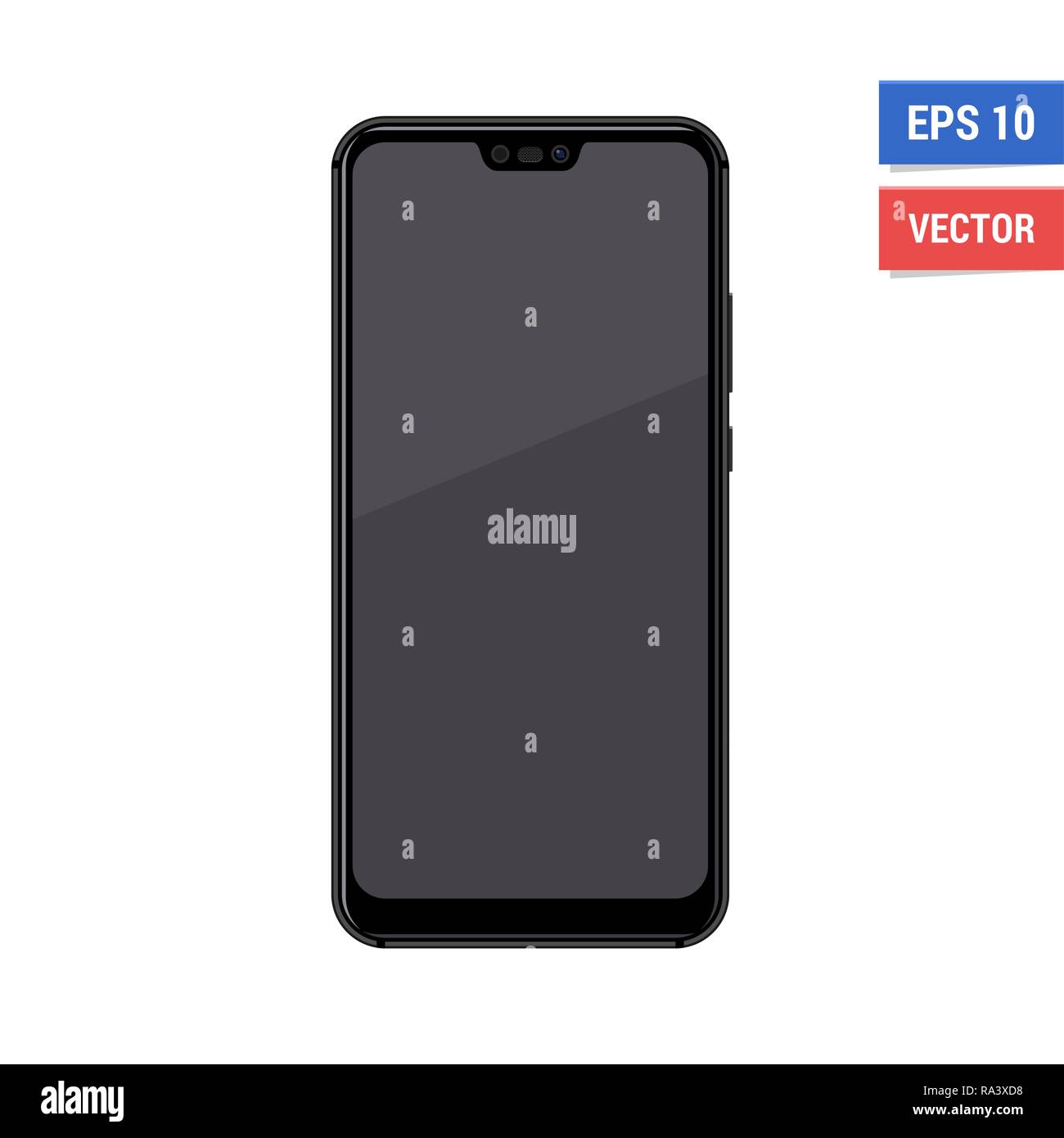 Realistic vector flat mock-up Huawei P20 Lite isolated on white background. Scale image any resolution Stock Vector
