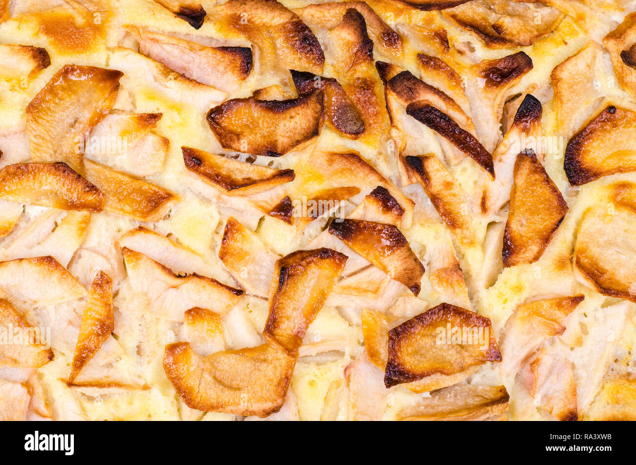 Apple pie in rectangular baking dish. Studio Photo Stock Photo
