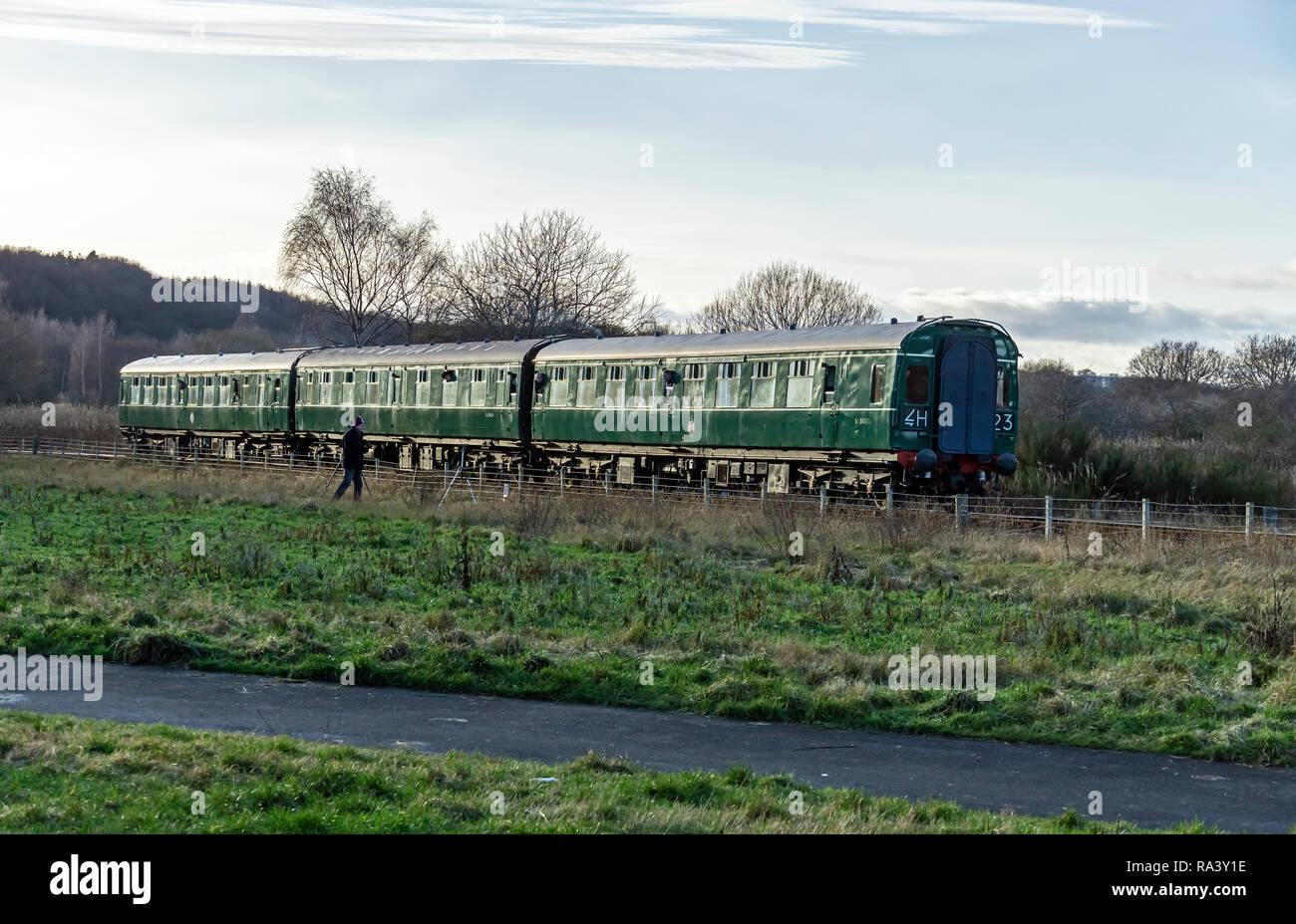 Swindon built DMU at winter diesel gala at Bo'ness & Kinneil Railway in Bo'ness Falkirk district   Scotland UK Stock Photo