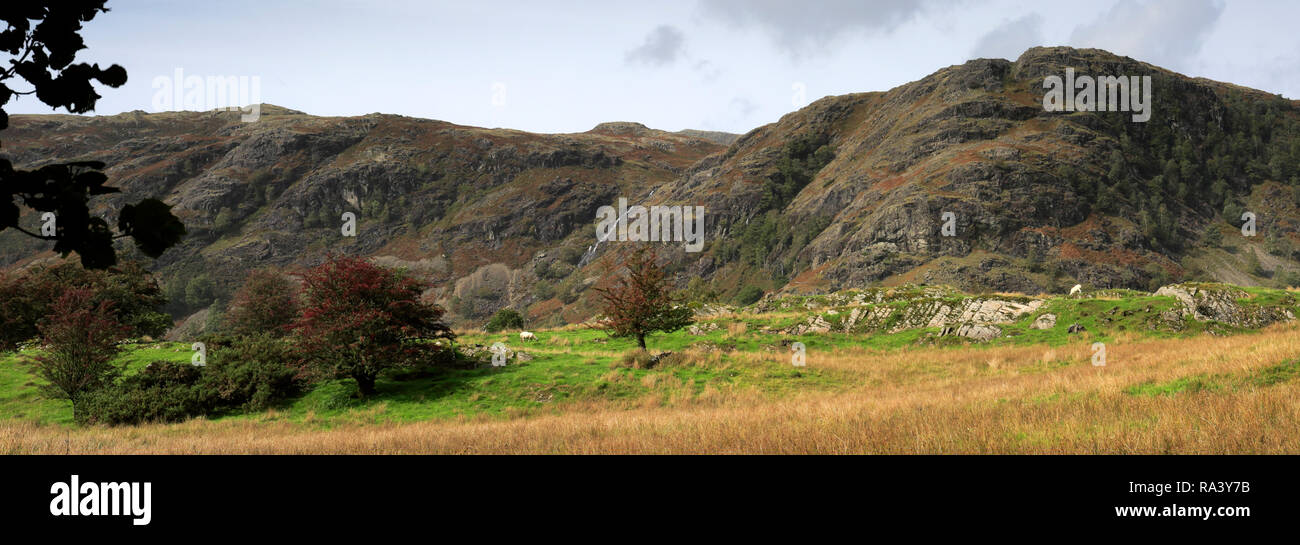 View over the Yewdale Fells, Coniston town, Lake District National Park, Cumbria, England, UK Stock Photo