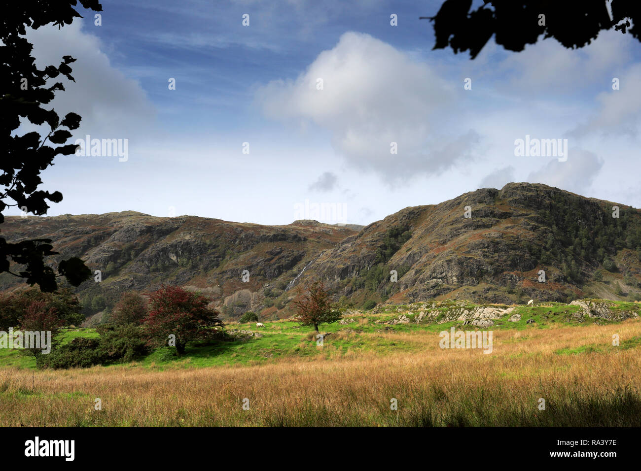 View over the Yewdale Fells, Coniston town, Lake District National Park, Cumbria, England, UK Stock Photo