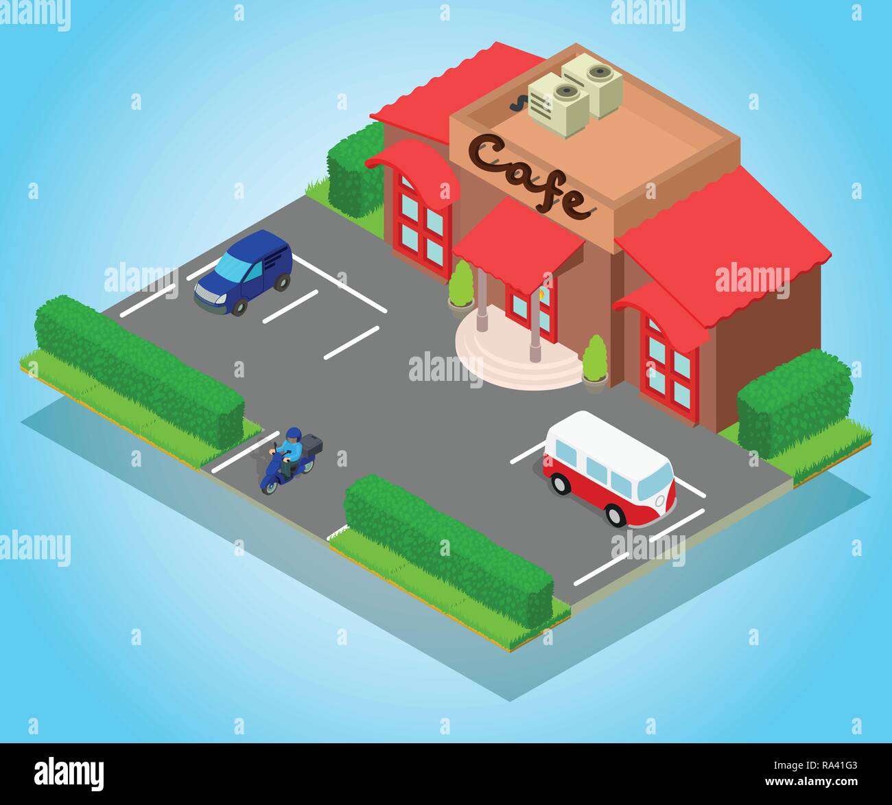 Cafe concept banner, isometric style Stock Vector