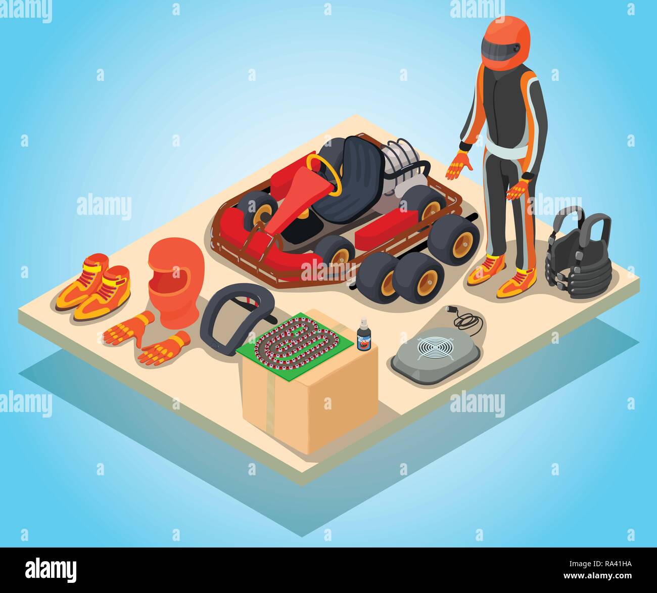 Racing concept banner, isometric style Stock Vector