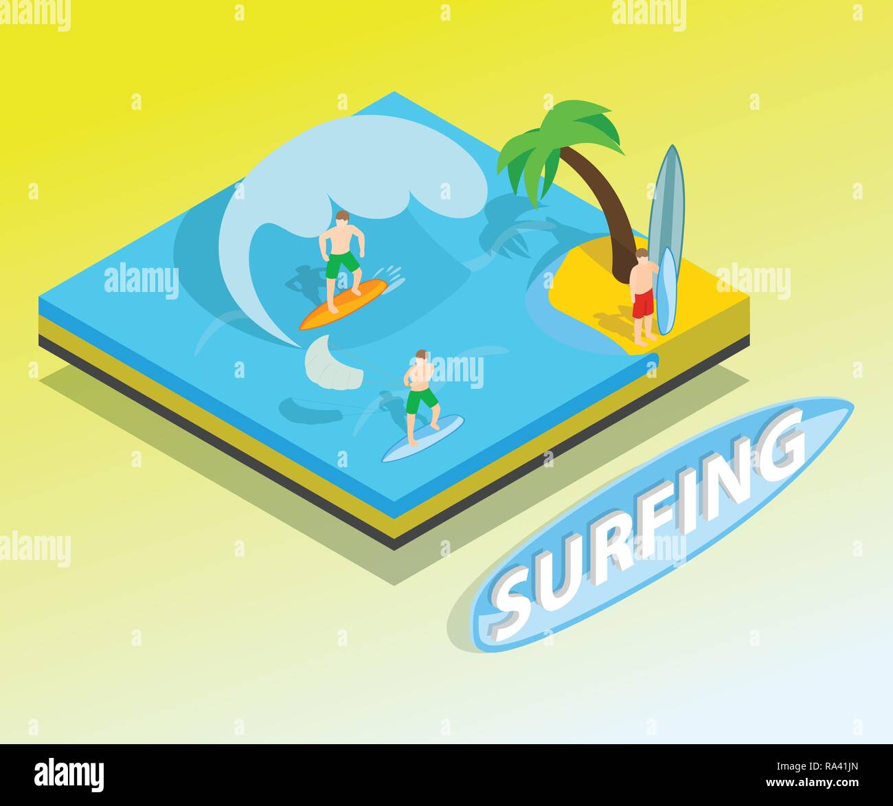 Surfing concept banner, isometric style Stock Vector Image & Art - Alamy